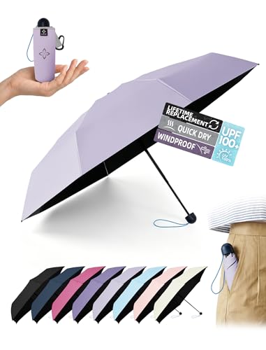 Detalle de LILAC Compact Travel Umbrella, 5-Fold, UPF 100+, 18.5cm