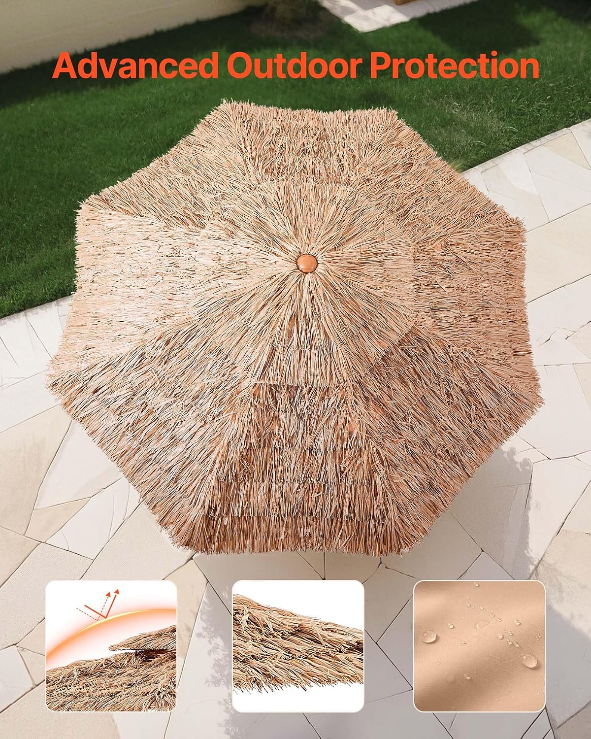 Detalle de VEVOR Tiki Patio Umbrella 9 ft Canopy