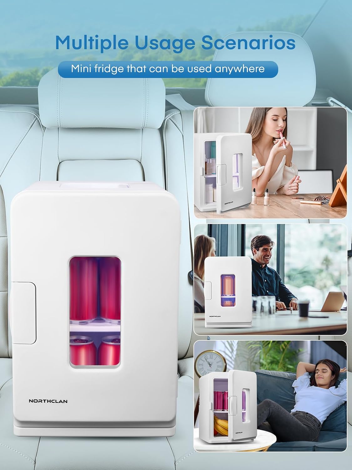 Detalle de NORTHCLAN Mini Fridge 15L: Compact Cool and Warm Thermoelectric in White