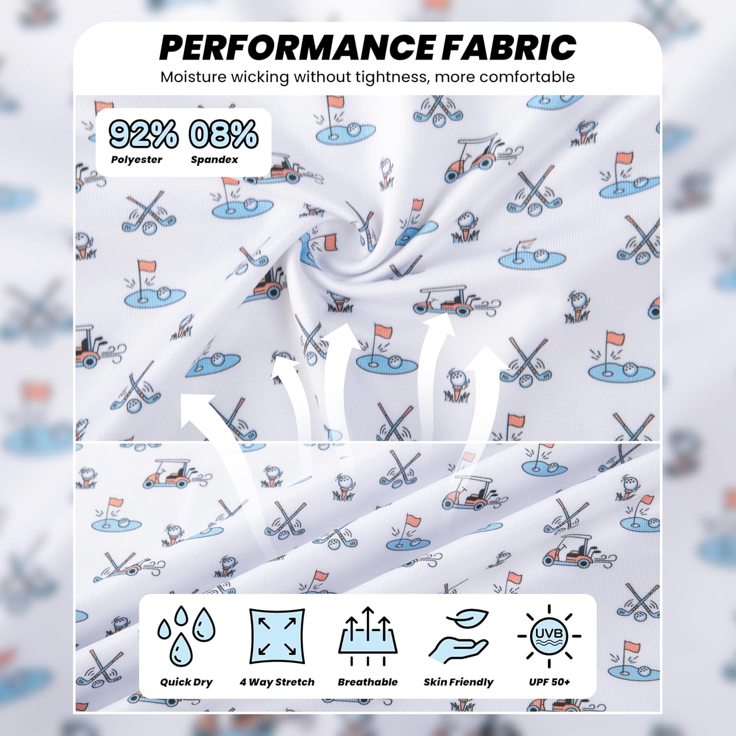 Detalle de Boys Performance Polo Shirt (Short Sleeve) Dry Fit Stretch Funny Print