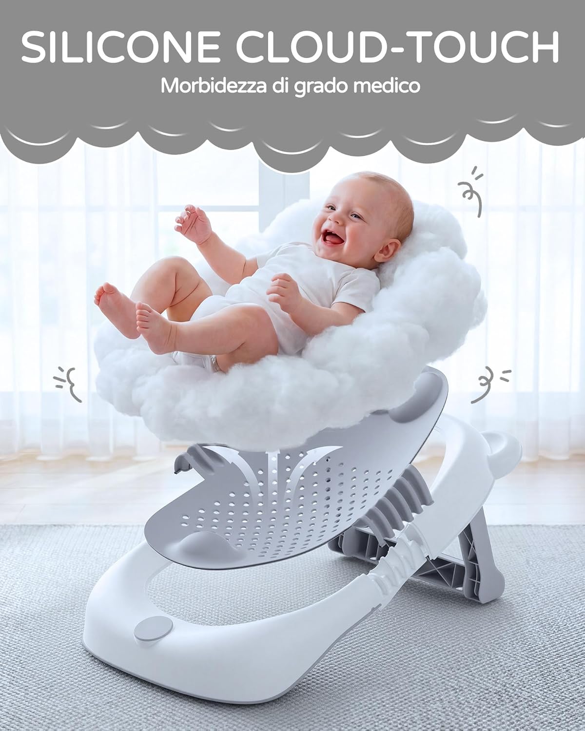 Thumbnail 4 de Vaschetta da bagno pieghevole per Neonato con supporto: comfort ergonomico e pieghevole per genitori in movimento