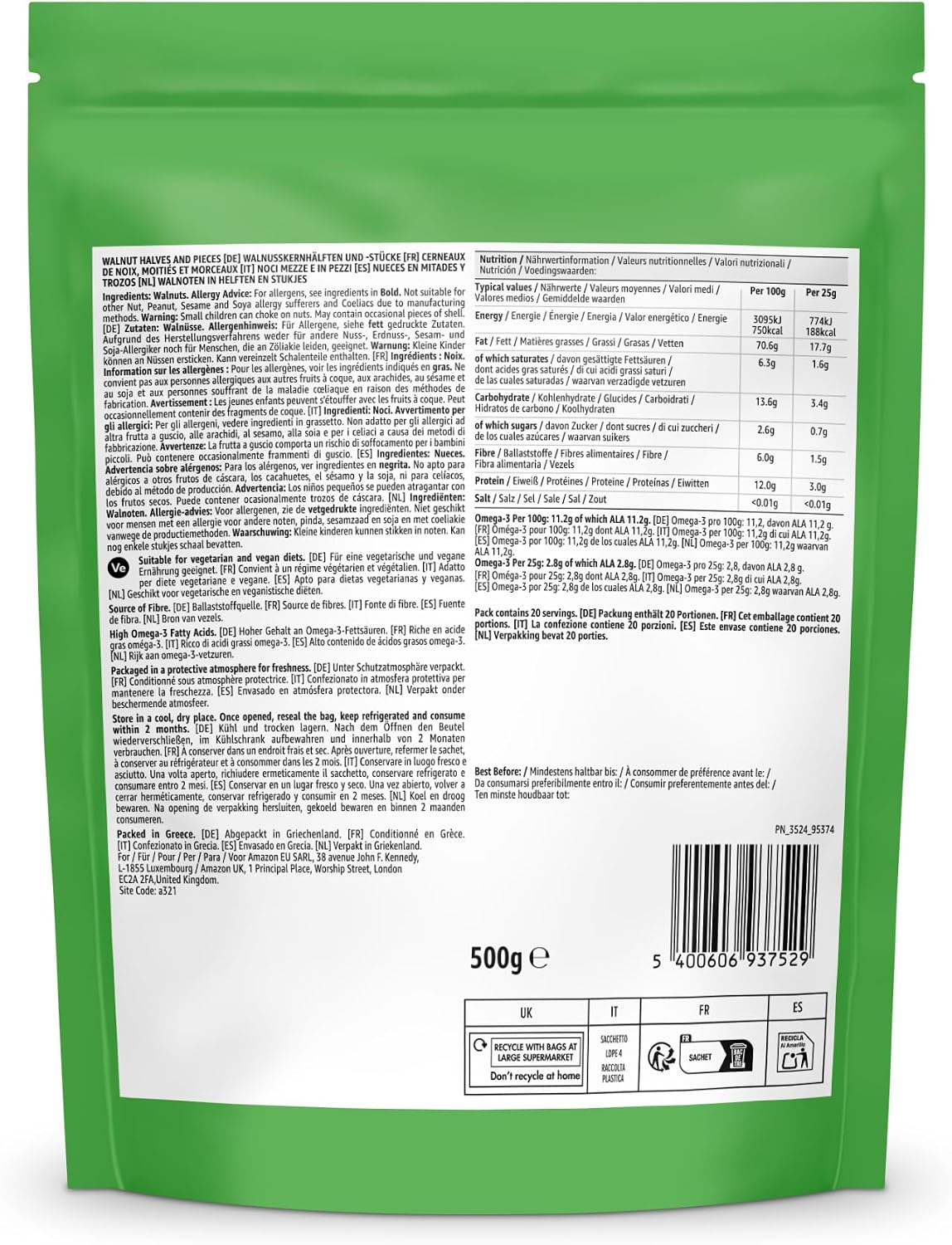 Detalle 2 de by Amazon Noci - 500g: noci ricche di fibre e omega-3, confezionate per freschezza