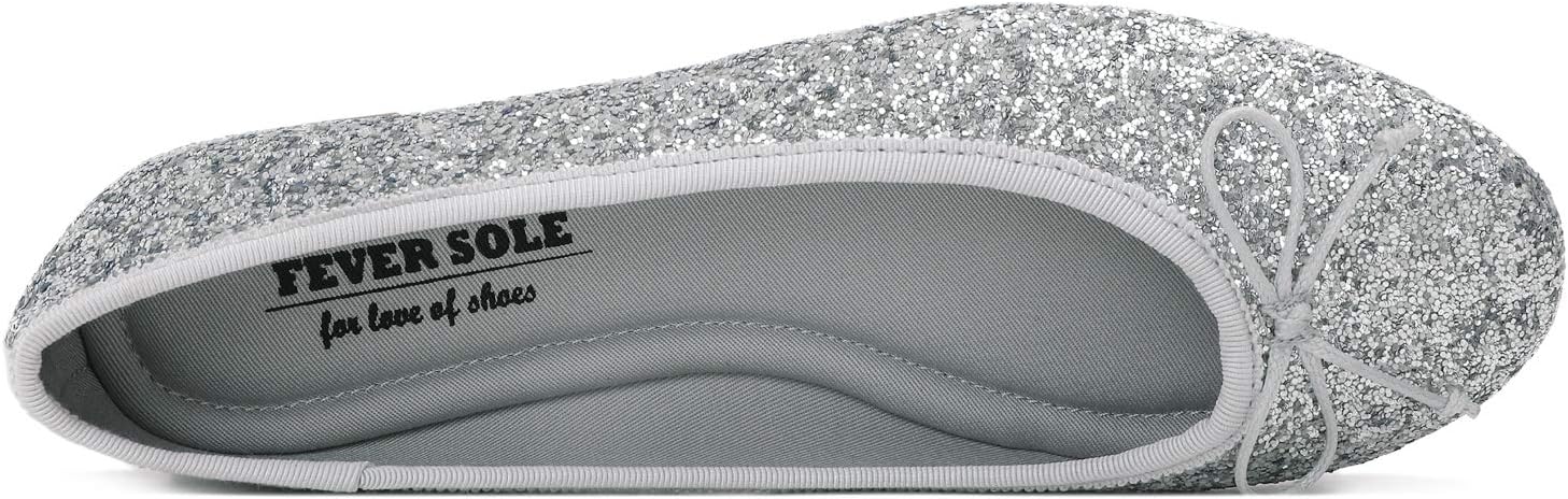 Detalle de Feversole Round Glitter Ballerina Damen – Klassische Ballerinas mit Profilsohle