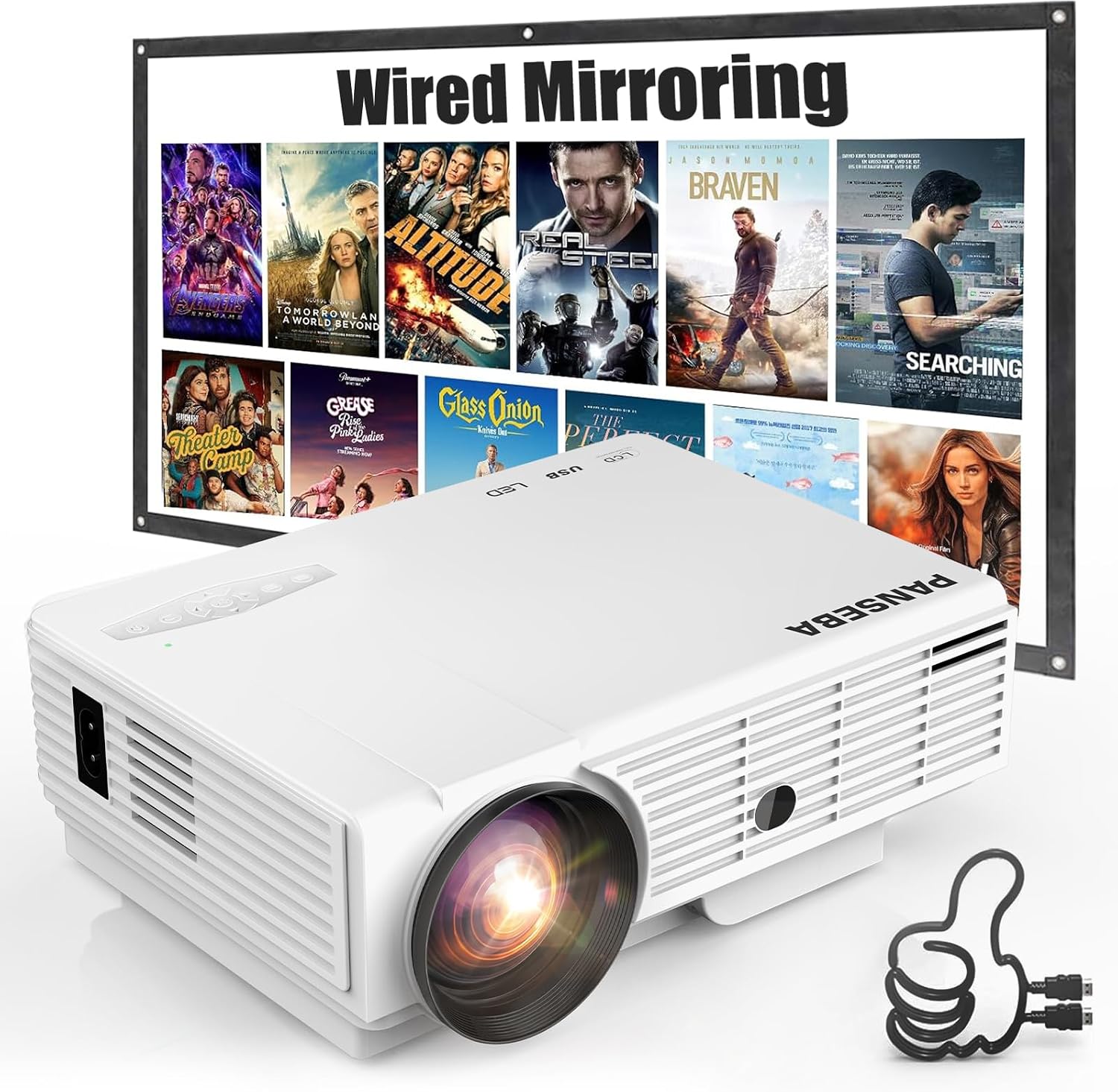Detalle de PANSEBA 1080P Mini Projector with Screen