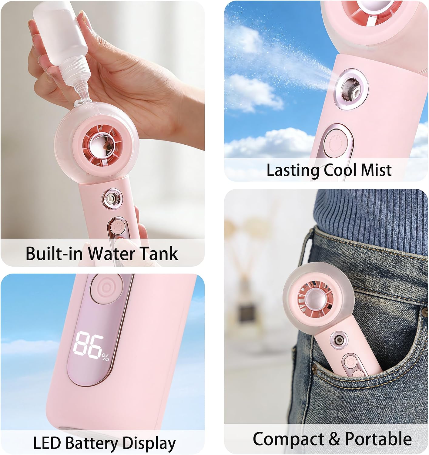 Thumbnail 4 de Ciaien Portable Misting Fan: Compact Handheld Cooler with Mist and LED Display