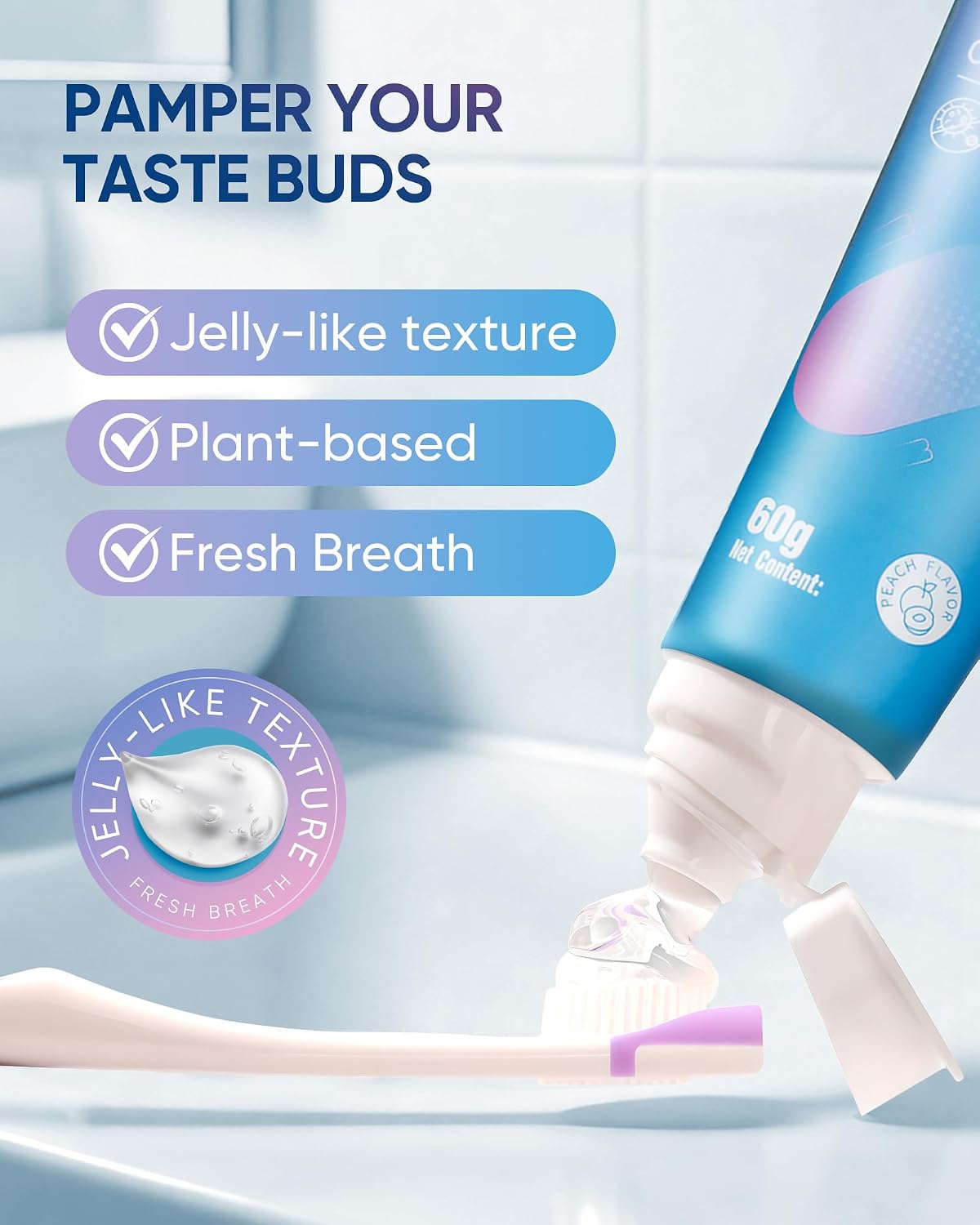 Detalle de BodyAccel Tongue Cleaner Gel with Tongue Brush – Fresh Breath Oral Care Kit
