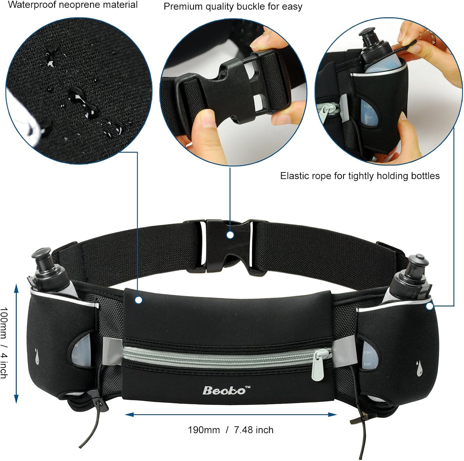 Detalle 2 de Becko Lightweight & Durable Running Belts: A Practical Waist Pack for Mindful Mitness on the Move