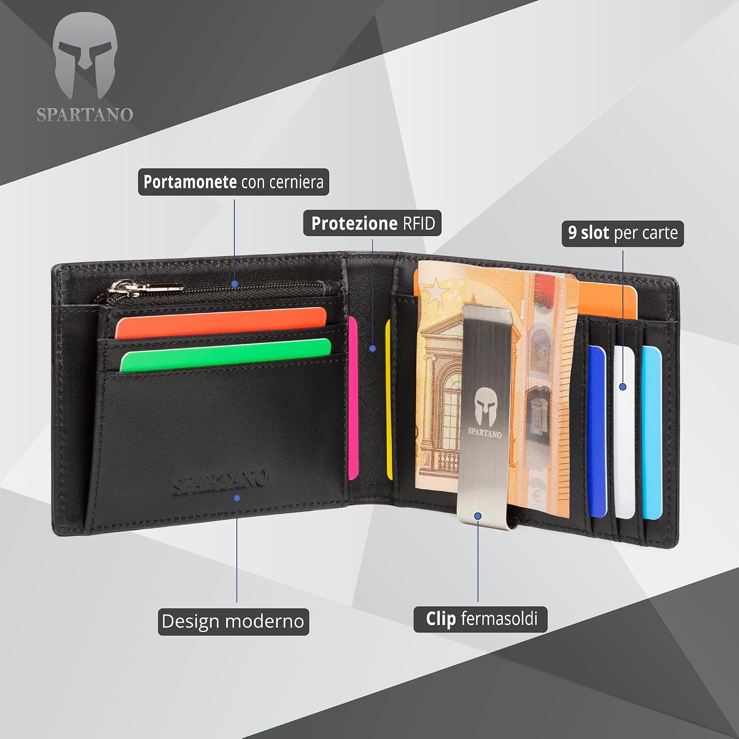 Thumbnail 1 de SPARTANO ADE Portafoglio Slim RFID 11,5x8 cm