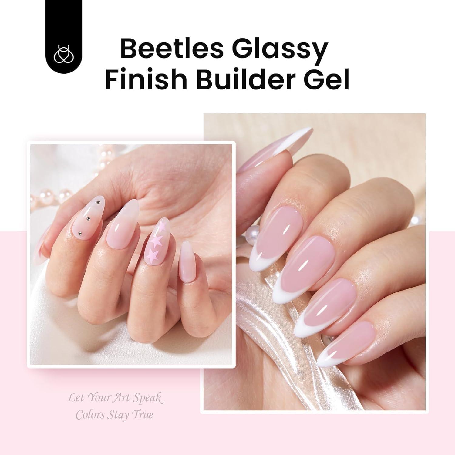 Detalle de Beetles Hard Gel for Nails Kit: 3-Color Nude, Clear, and Glitter Builder Gel Set