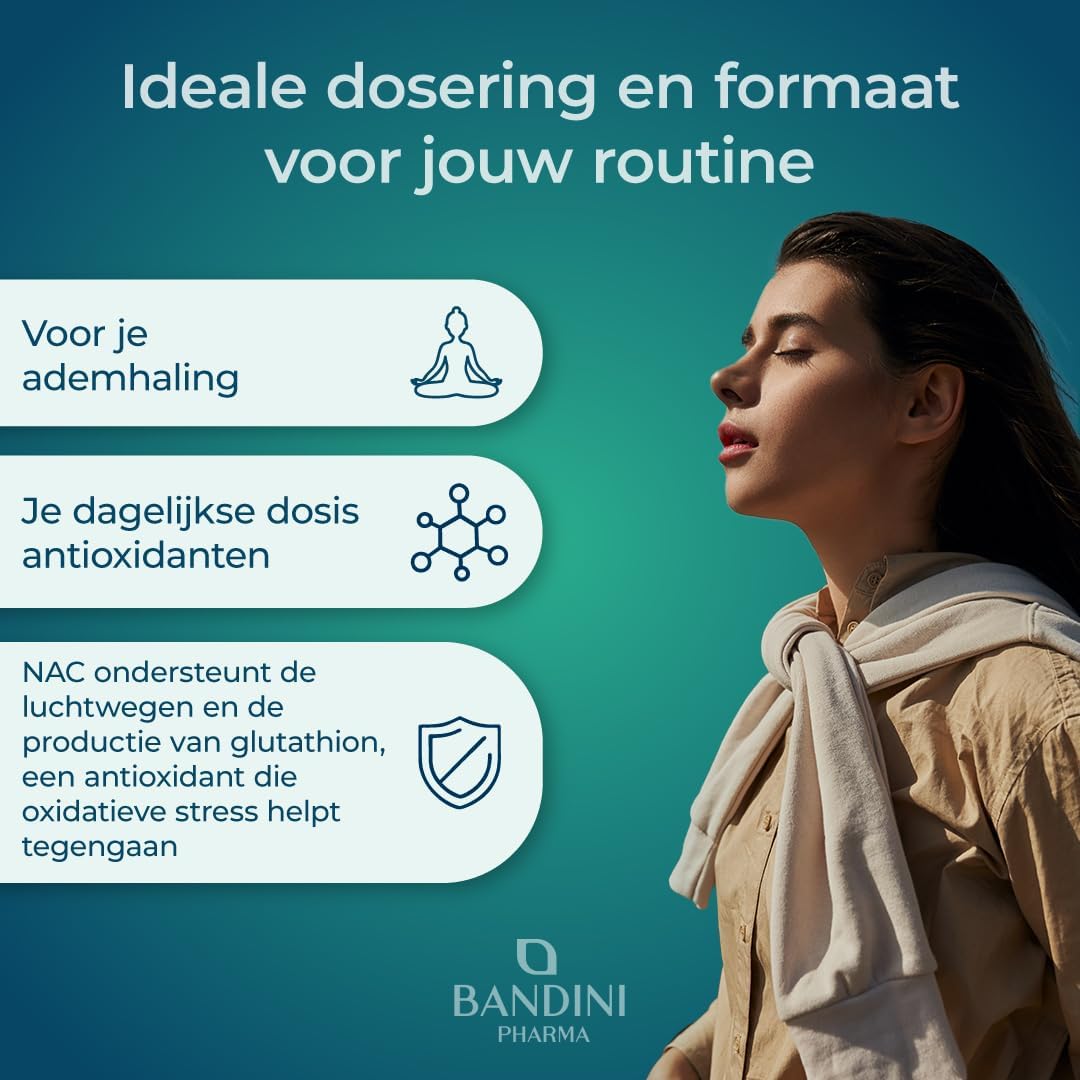 Detalle de BANDINI NAC N-acetylcysteïne, 220 vegan capsules van 600 mg