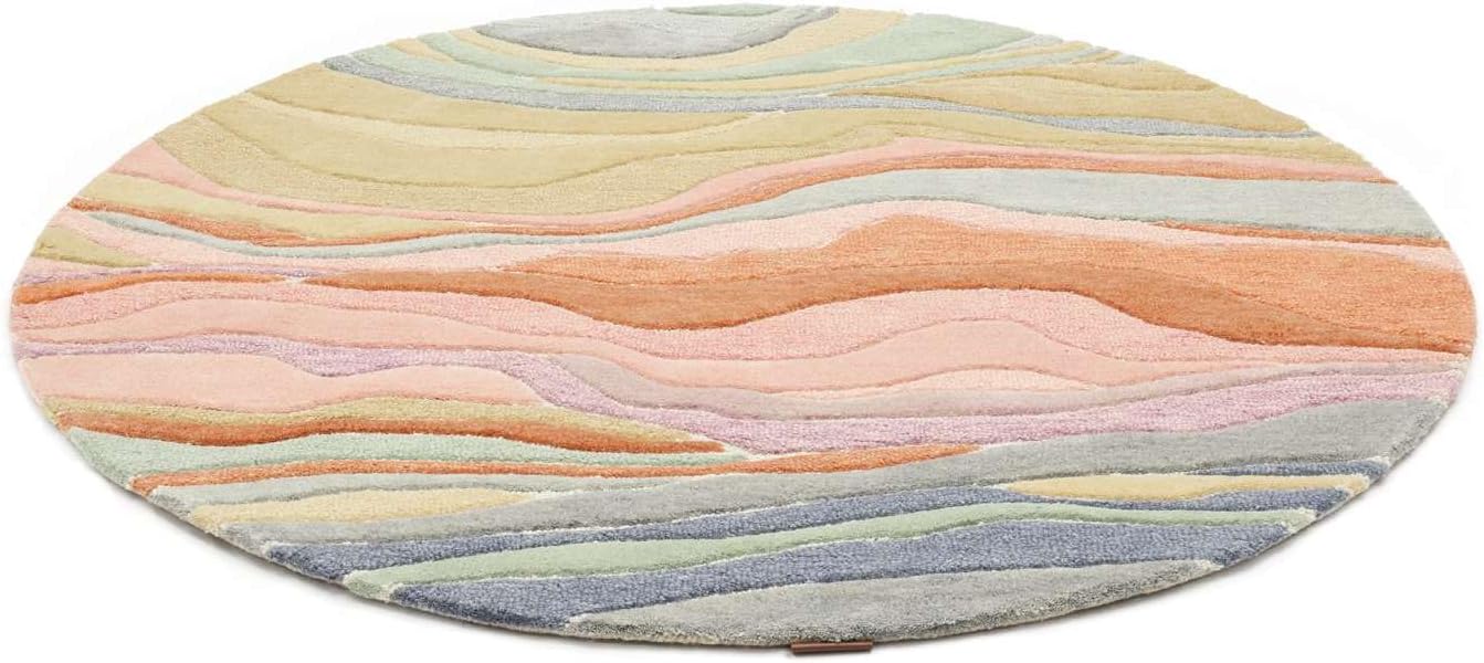 Detalle de RugVista Marble Round Rug, Ø 150 cm, Multicoloured, Medium Pile