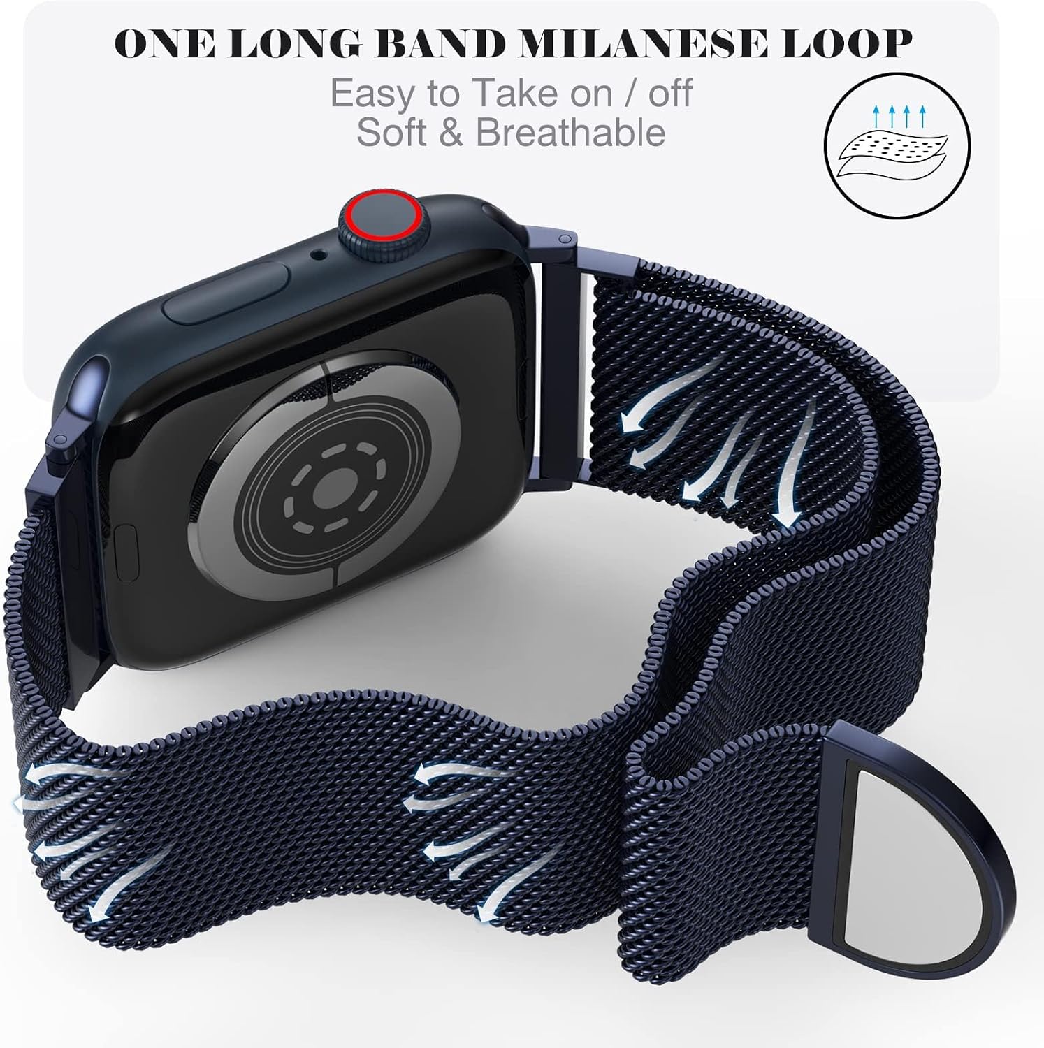 Thumbnail 1 de ORRLBB magnetic metal strap for Apple Watch (Series 11–1, 49mm to 38mm) with adjustable clasp