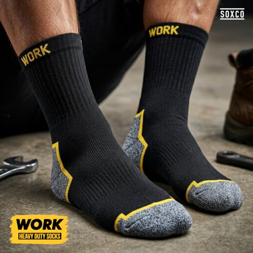 Thumbnail 1 de SOXCO 10 Pairs Men’s Work Socks – Black Crew Length (6-8)