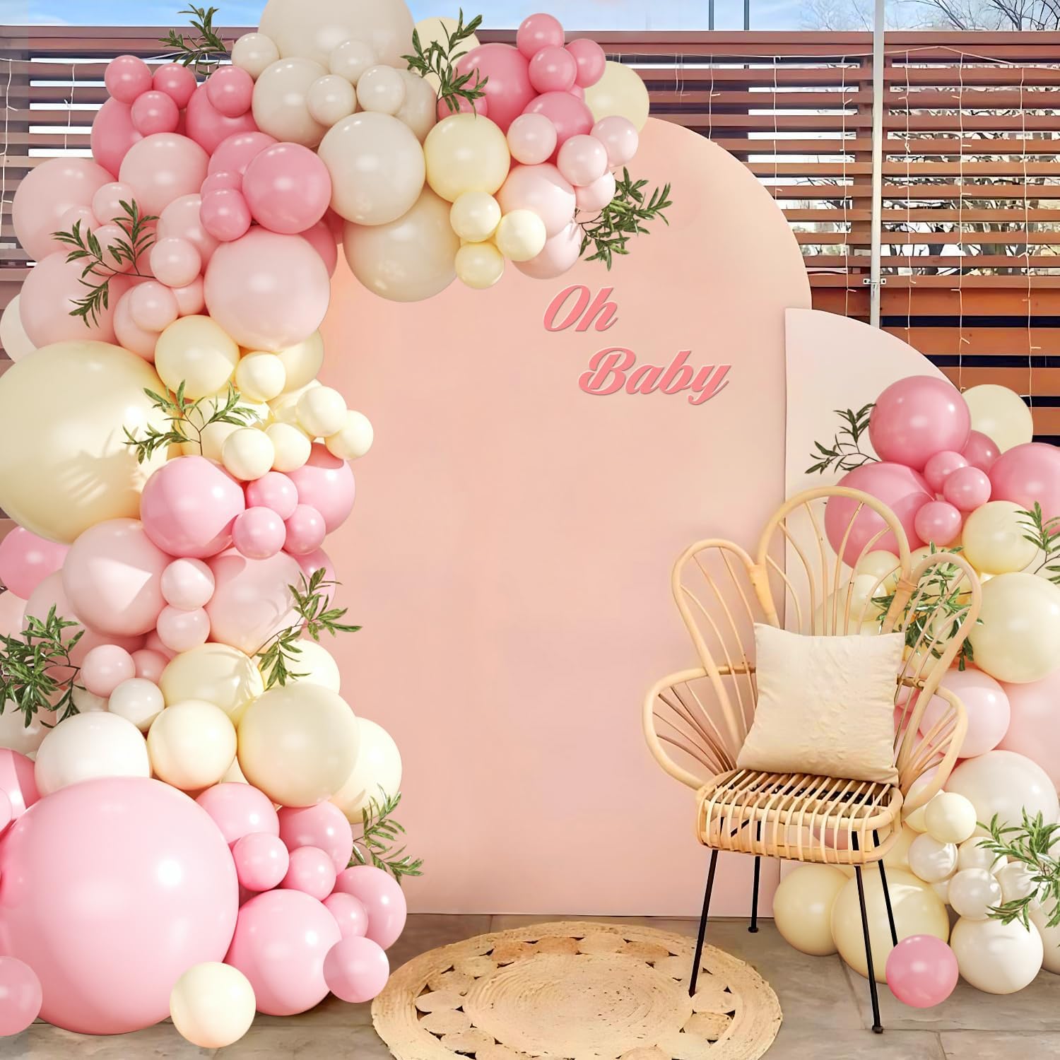 Detalle de Pink and Yellow Balloon Arch Kit: 124-Piece DIY Garland for Party Decor