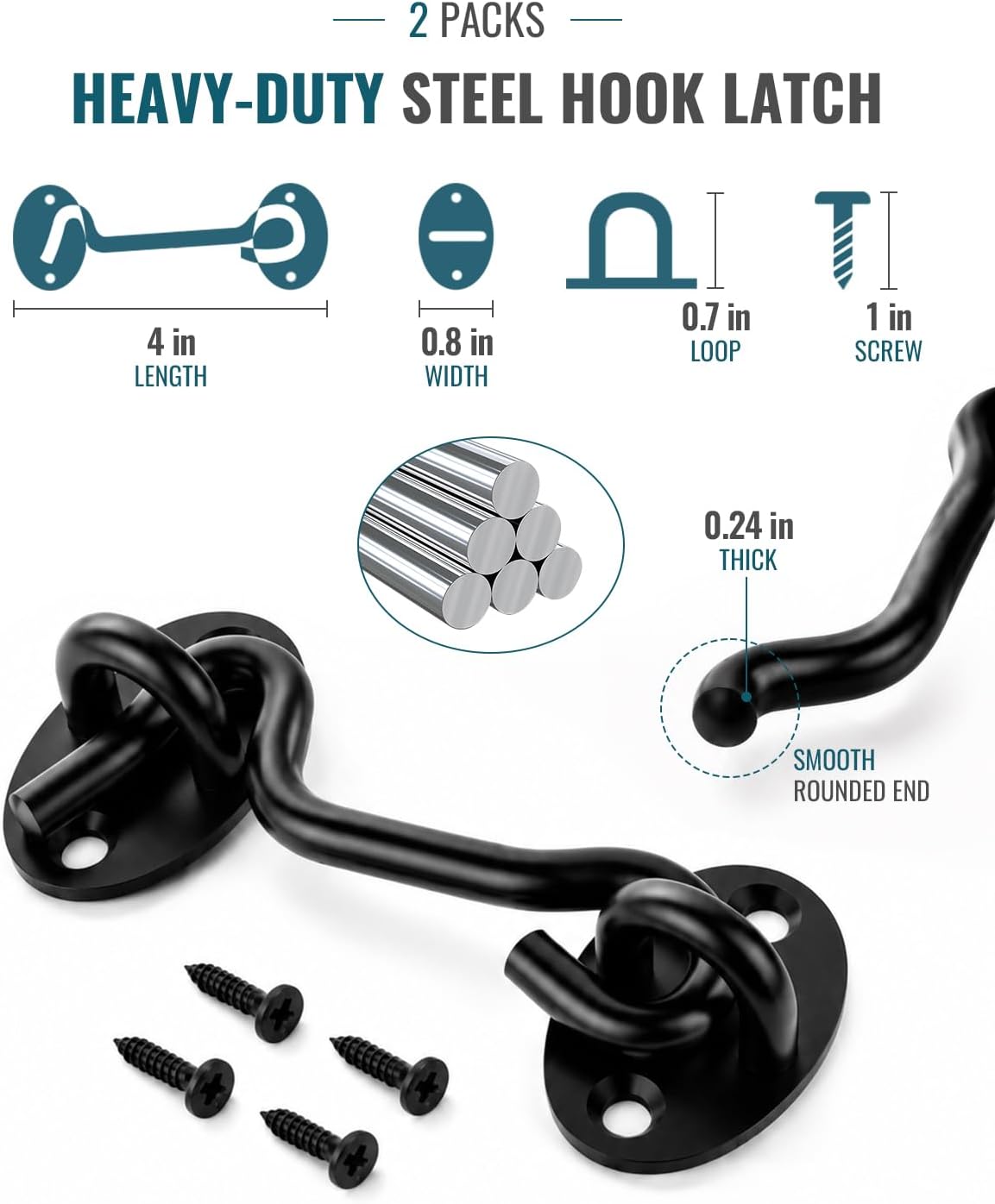 Detalle de CRANACH Door Latch, 4-Inch Hook