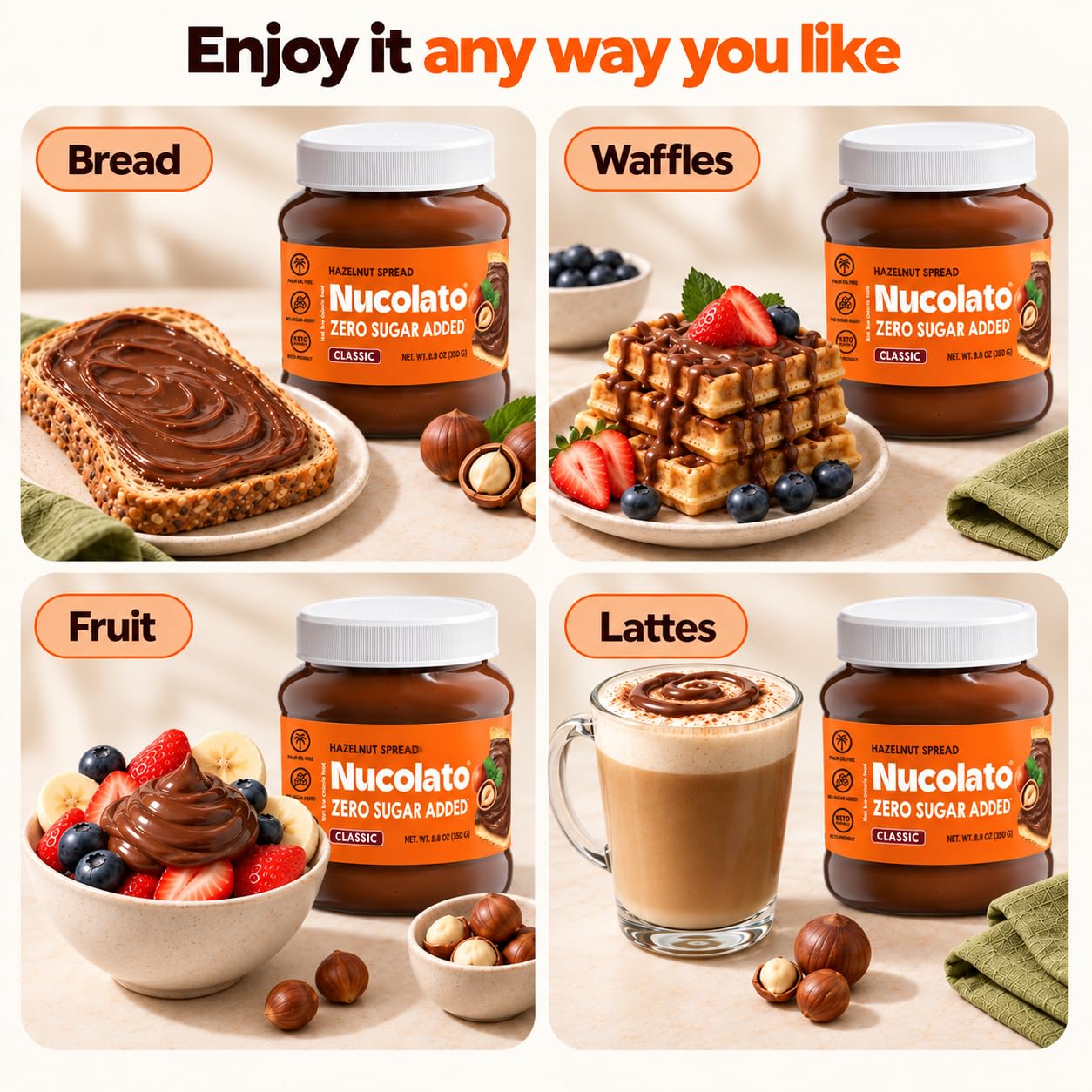 Thumbnail 3 de Nucolato J2-AKT2-H2I0 Hazelnut Spread, Classic, 12.3 oz