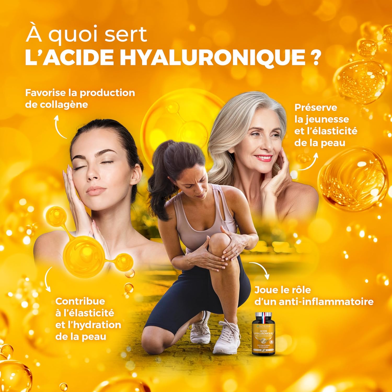 Thumbnail 1 de Complément Acide Hyaluronique avec Collagène Marin Nutrimea (60 gélules vegan) — anti-âge et articulations