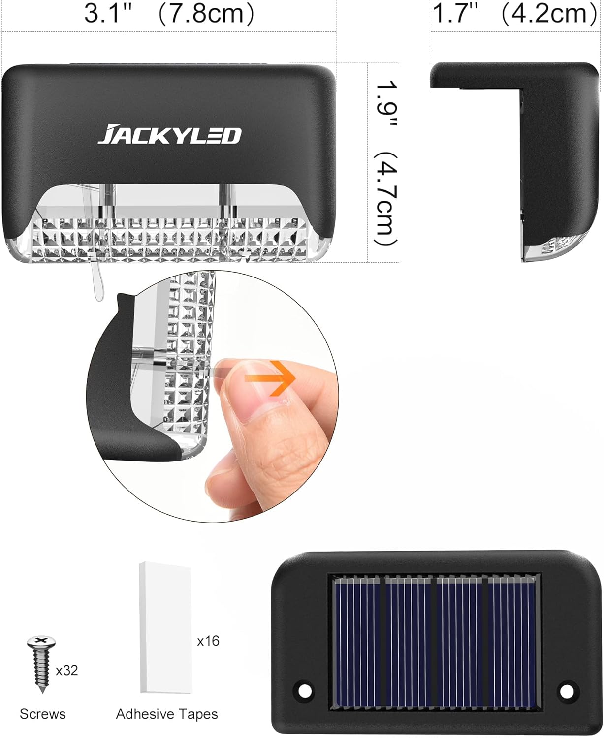 Thumbnail 6 de JACKYLED 16-Pack Solar Deck Lights Outdoor (3000K warm white) for steps, fences and pathways