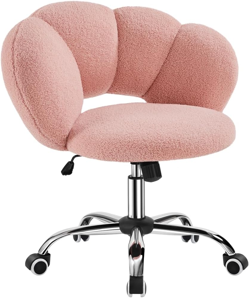 Detalle de Yaheetech Silla Ergonómica Rosa con Ruedas