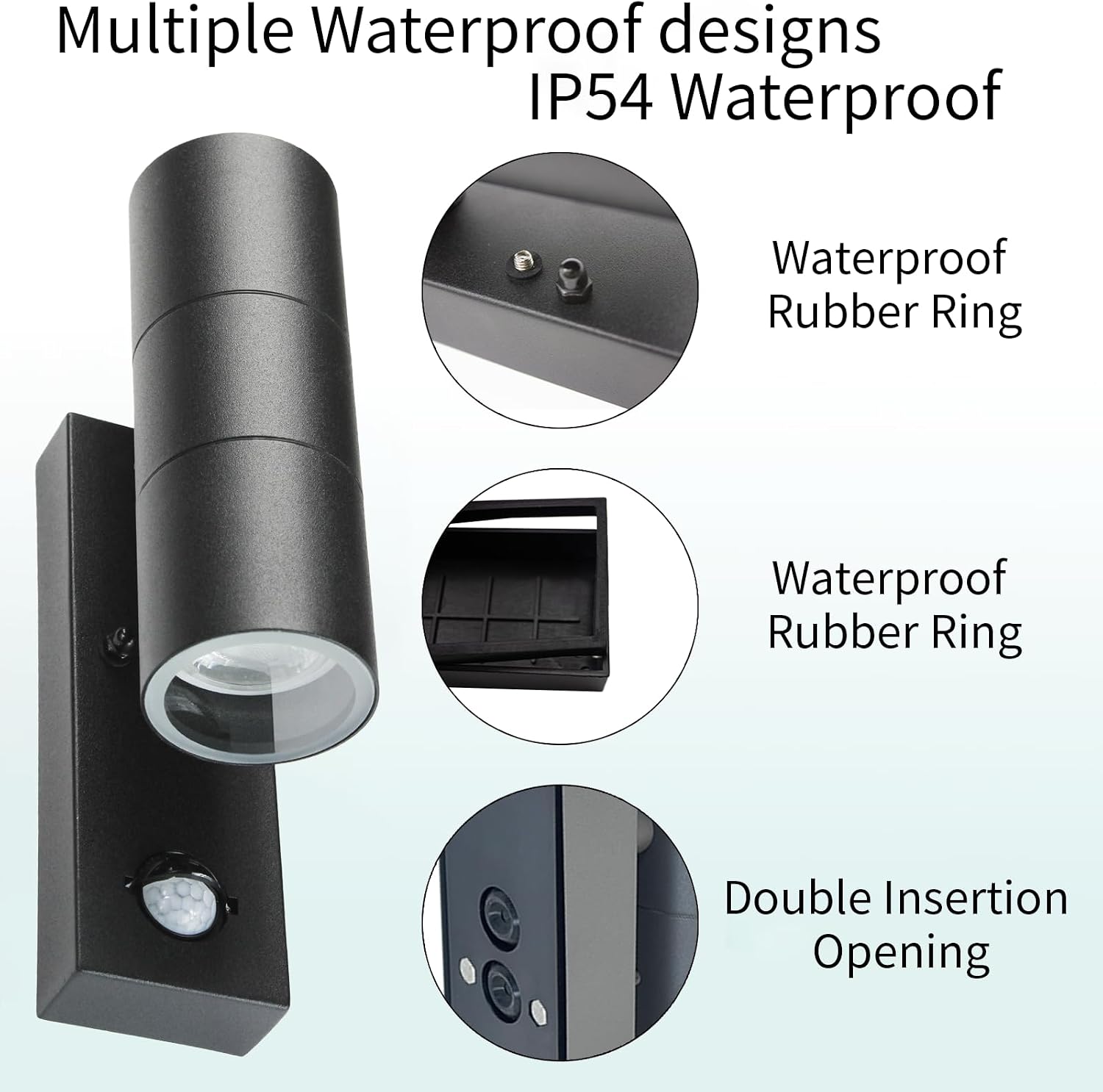 Thumbnail 6 de JNR buitenwandlamp met verstelbare PIR-sensor, IP54 en 2 GU10-ledlampen