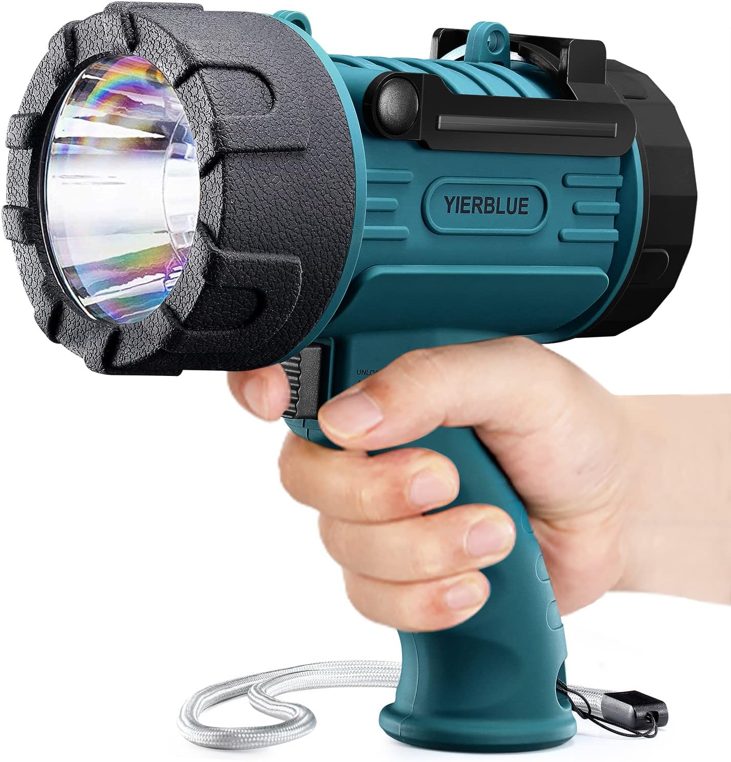 Detalle de YIERBLUE YBN-20000B Rechargeable Spotlight with Foldable Stand, Red Filter & IP67
