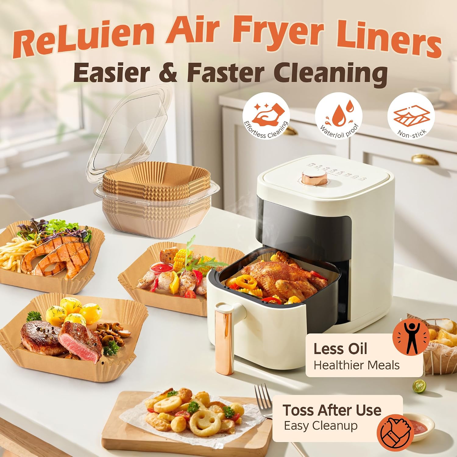 Detalle 1 de 125Pcs Unbleached 8" Air Fryer Liners
