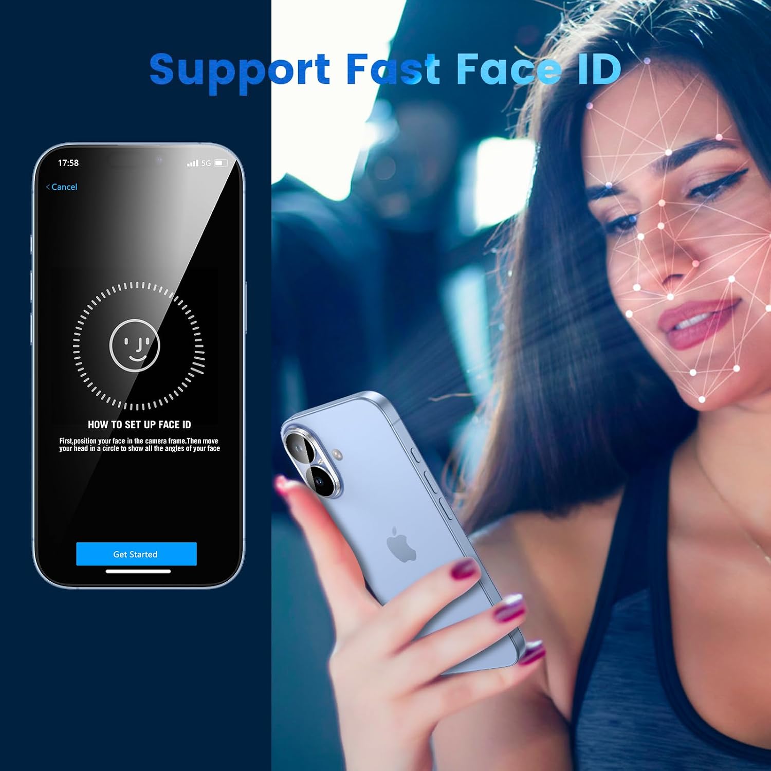 Detalle de Pack HWeggo 2 + 2 pour iPhone 17 : film de confidentialité anti-espion + protection caméra (verre trempé HD, noir)