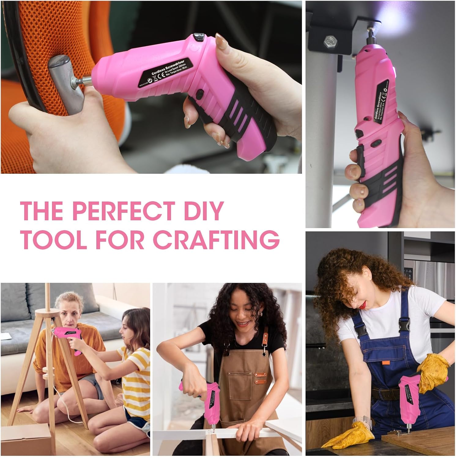 Detalle de Electric Drill Screwdriver 49-in-1: Portable Cordless Set with LED, 2-Position Handle and USB Charging