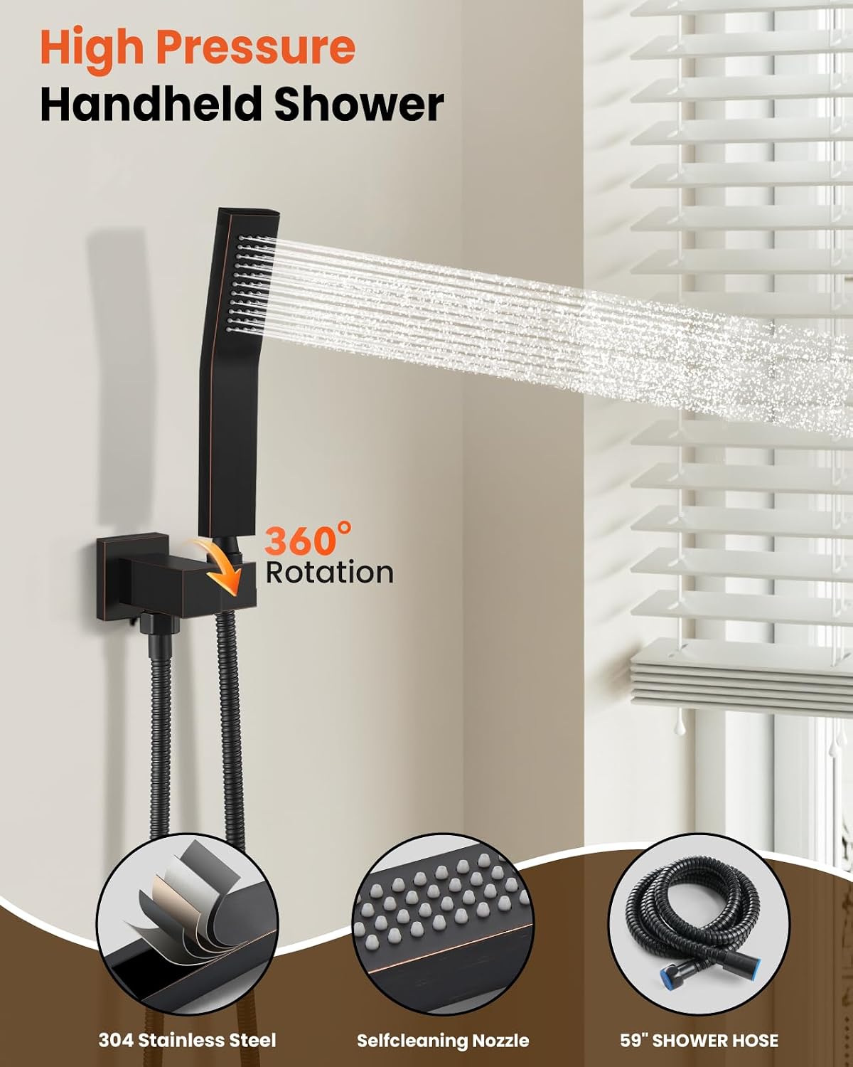 Detalle de gotonovo B098TMYKXC Shower Faucet Set, 10-Inch Rain Head and Handheld Spray