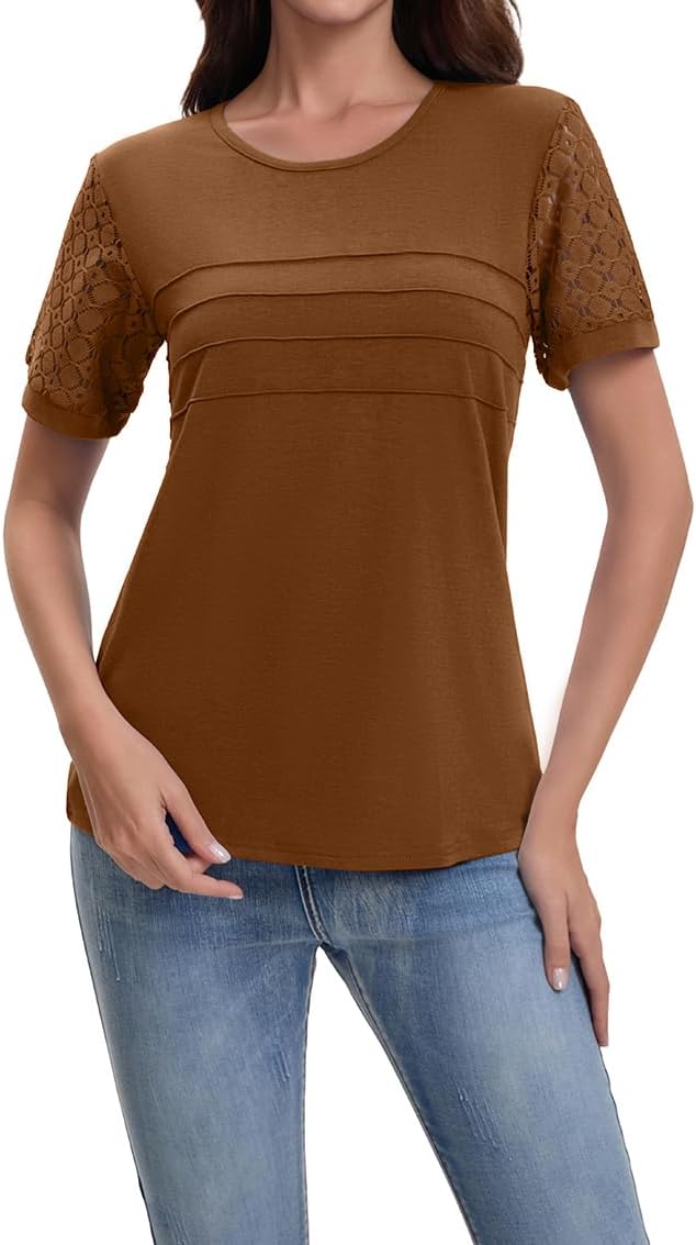 Detalle de Suncife T-shirt habillé à manches courtes en dentelle pour femme