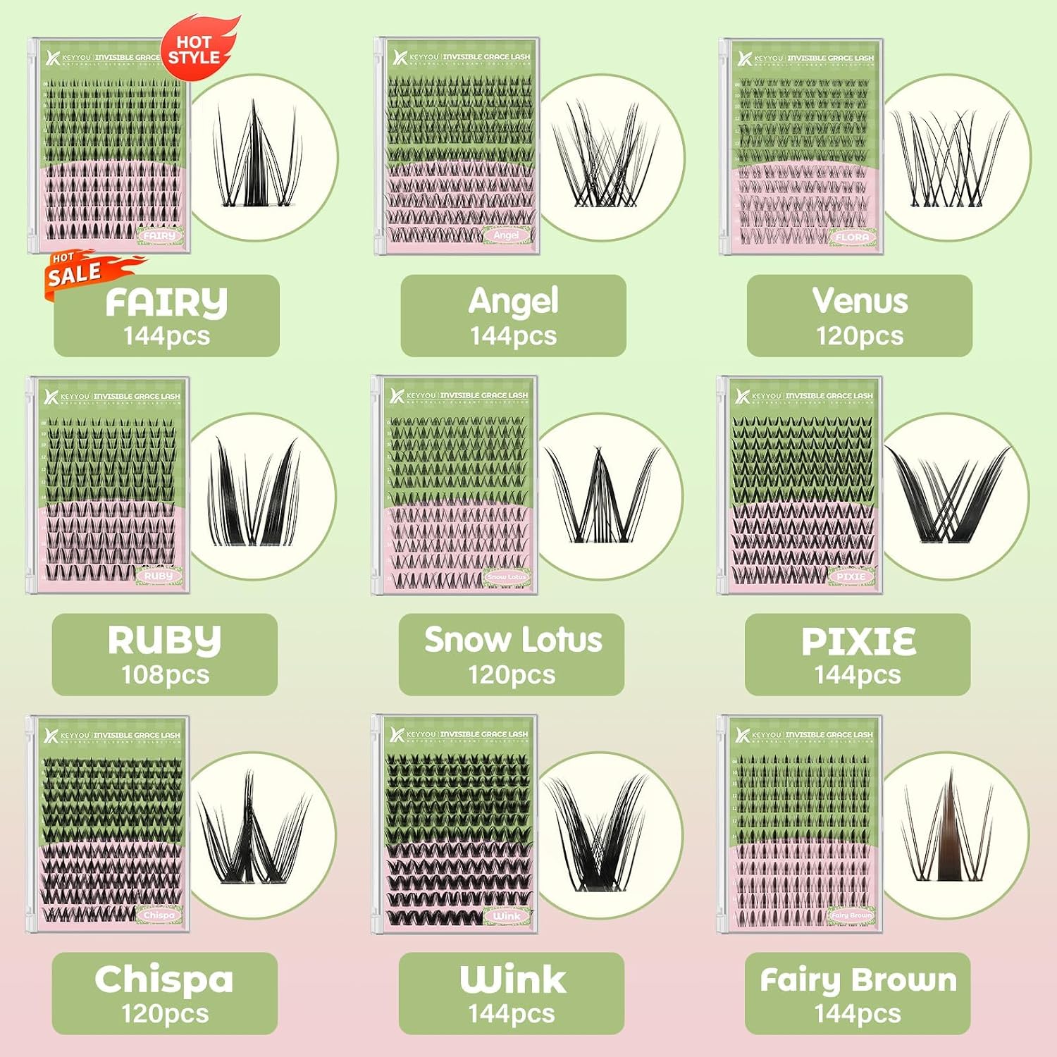 Thumbnail 4 de KEYYOU Fairy Lash Clusters Kit 144 pcs 😍
