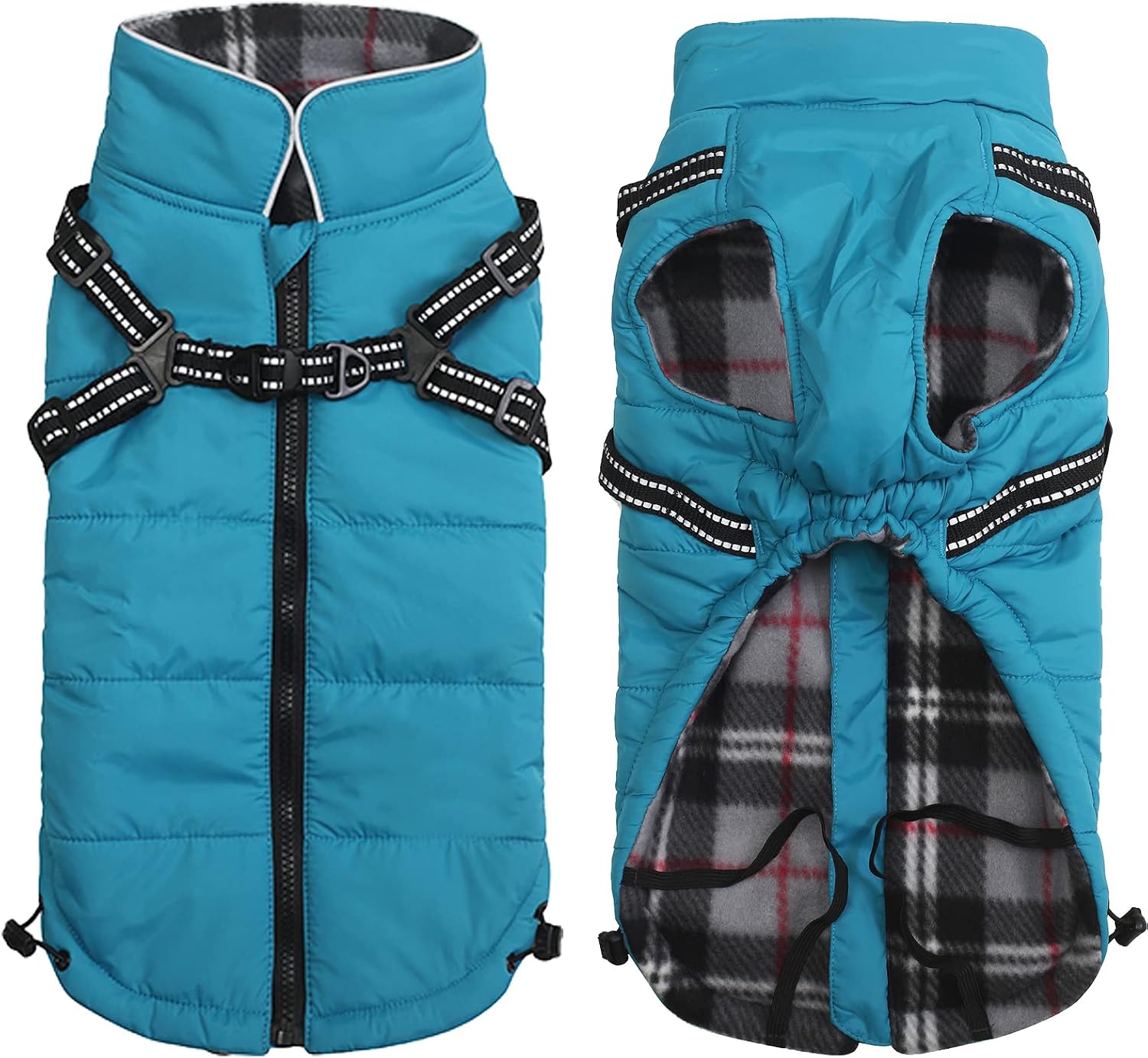 Thumbnail 6 de babepet Warm Pet Dog Coats with Harness – Waterproof Green Small Dog Jacket Coat (with Chest Strap, Zip Up) – XL