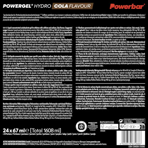 Detalle de Powerbar PowerGel Hydro Cola mit Koffein – 24x67 ml für Ausdauertraining