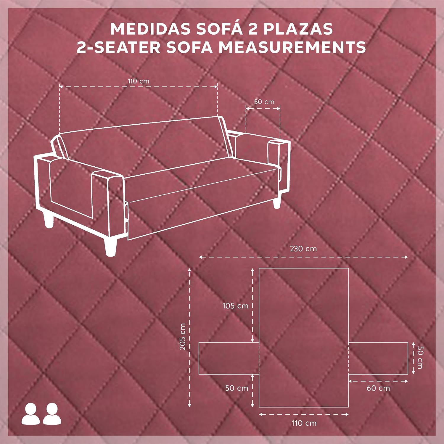 Detalle de Copridivano Malu 2 posti Textilhome 110 cm