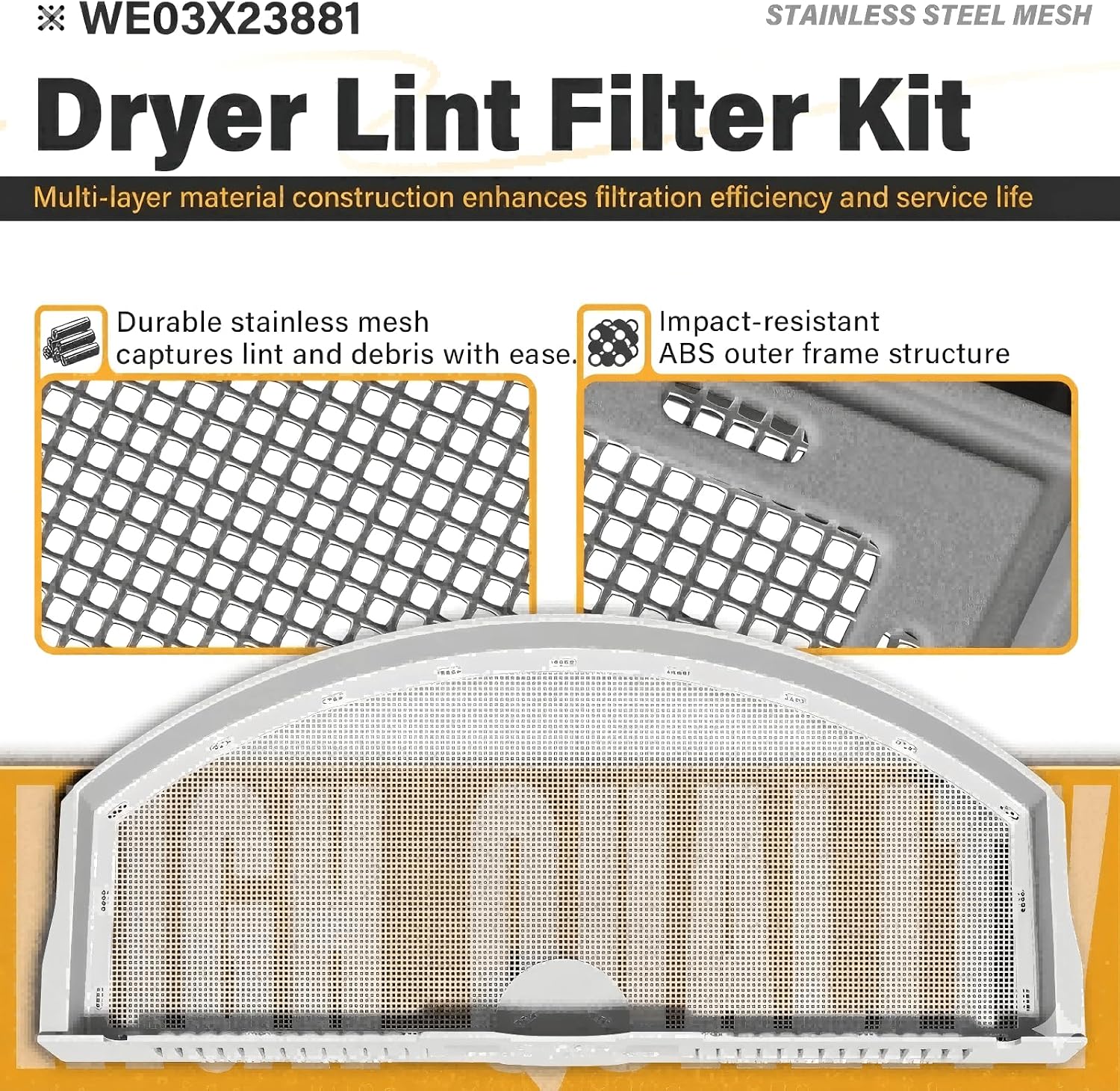 Detalle de WASBRAY WE03X23881 Dryer Lint Trap Filter, 2-Pack with Cleaning Brush
