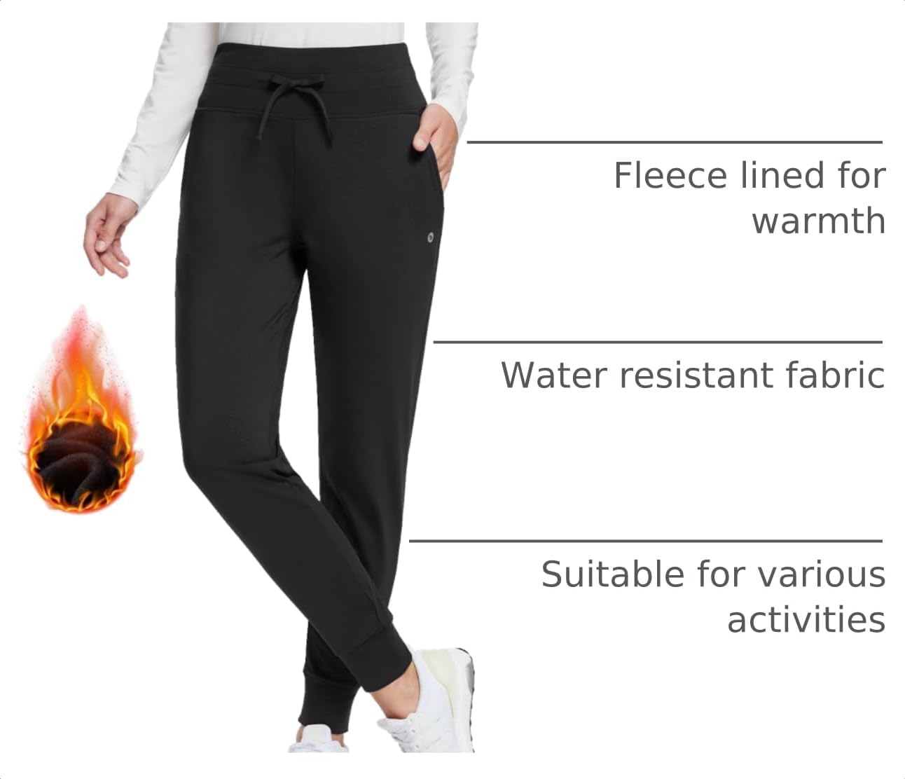 Detalle 2 de baleaf Women's Fleece Lined Sweatpants — Water-Resistant Joggers