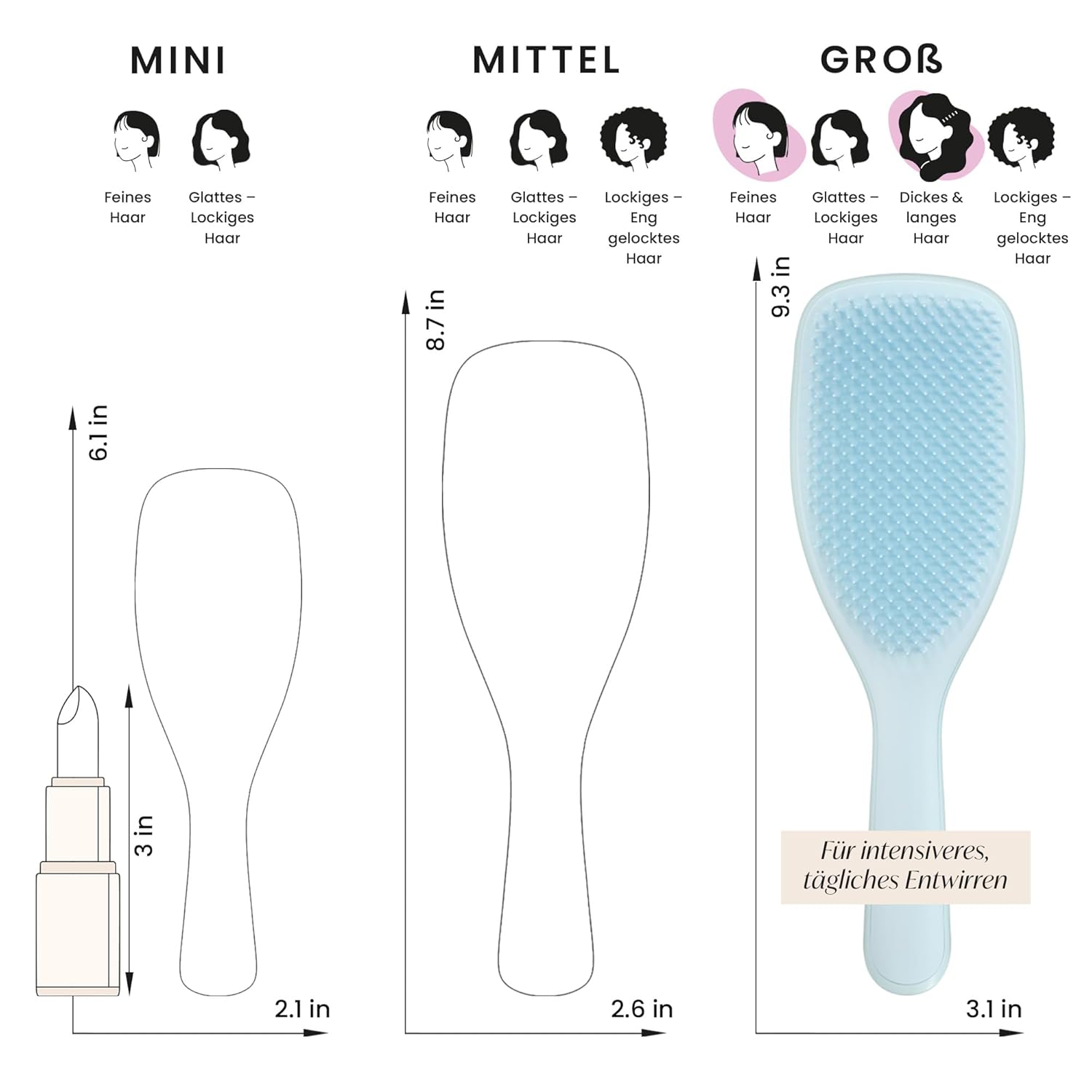 Detalle de Tangle Teezer Große Ultimate Detangler: Sanfte Entwirrungsbürste für coloriertes, feines und empfindliches Haar
