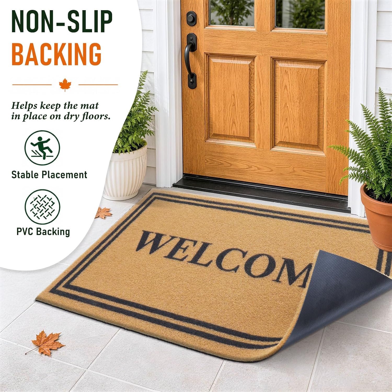 Thumbnail 6 de OLANLY 47x32 Front Door Mat, Low-Profile Polyester Welcome Mat with PVC Backing
