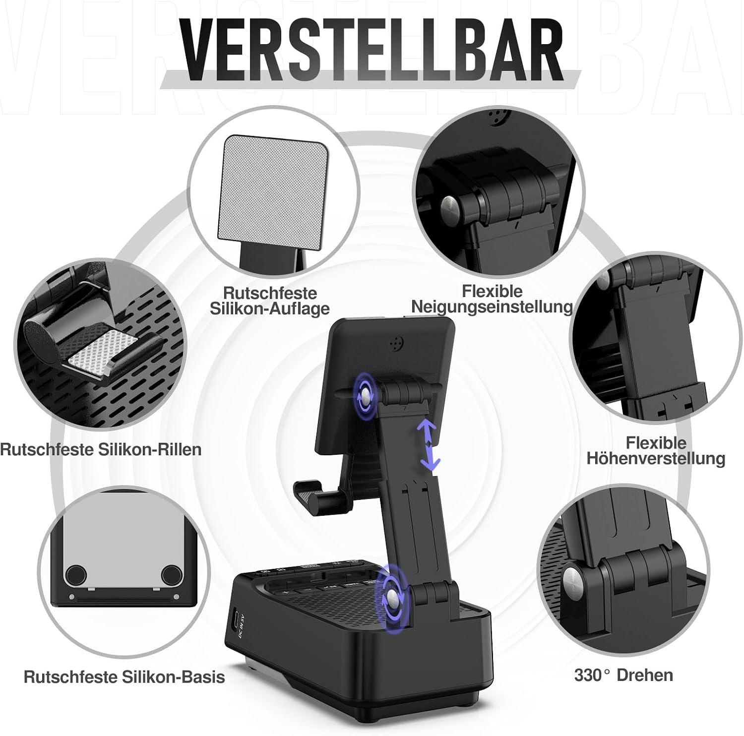 Detalle 2 de ZOOI Vatertagsgeschenk für Papa: Bluetooth-Lautsprecher mit Handyständer für Smartphones bis 13 Zoll