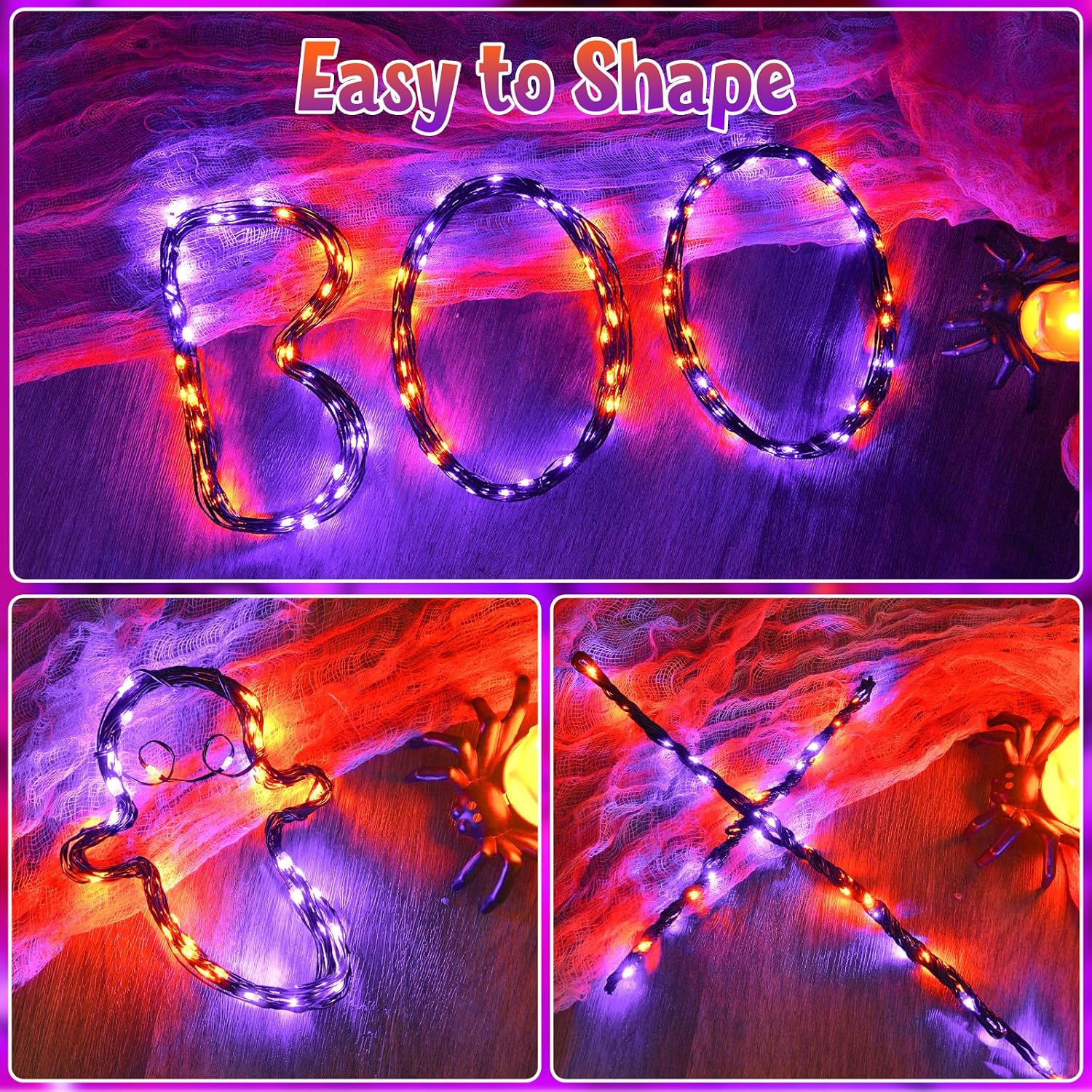 Thumbnail 5 de Lincentra Halloween Decoration Lights, 2 Pack 5M 50LED Orange Purple – Battery Operated with Timer
