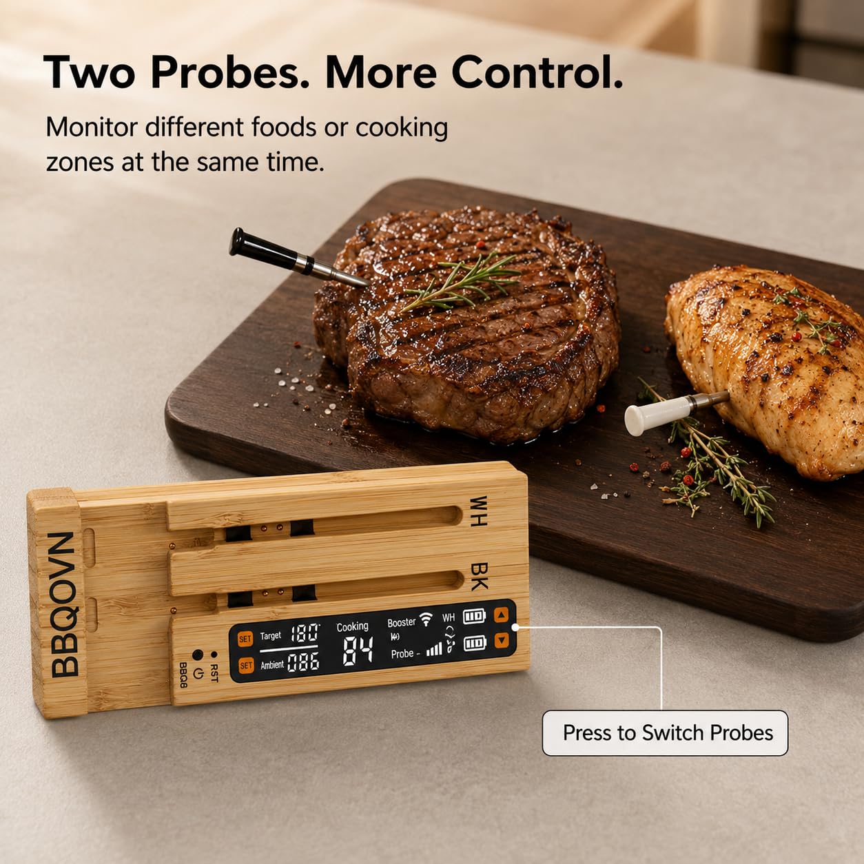 Thumbnail 2 de BBQOVN WiFi Sub-1G Wireless Meat Thermometer with 7 NIST-Certified Sensors