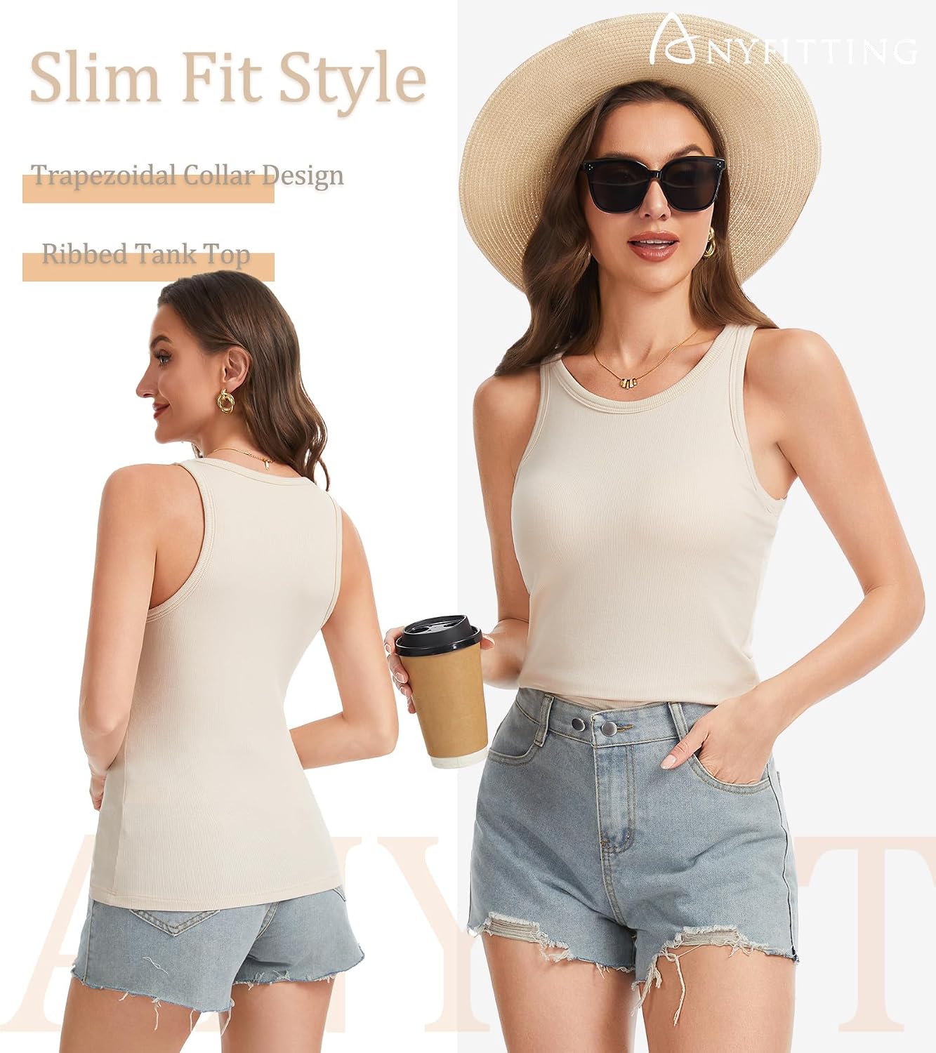 Thumbnail 2 de ANYFITTING damski top z wbudowanym biustonoszem, miseczkami, bez rękawów, S–2XL