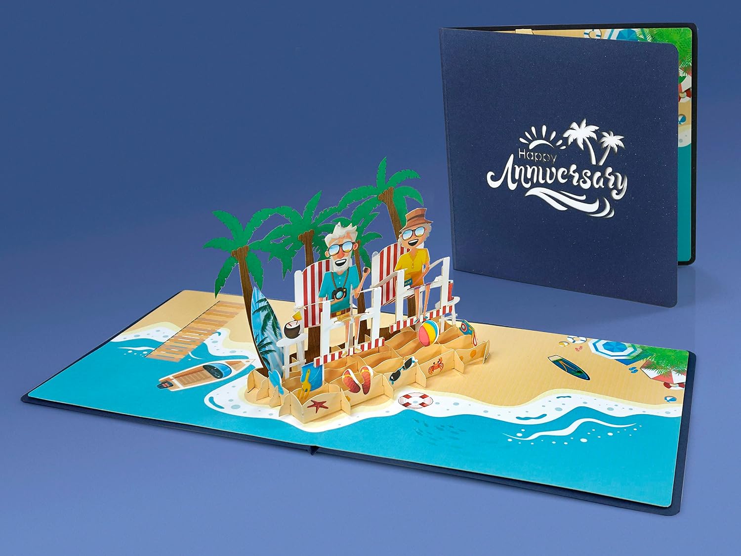 Detalle de CUTPOPUP Beach Funny Couple Anniversary Card – pop-up 3D wedding & anniversary card (5 x 5) with envelope