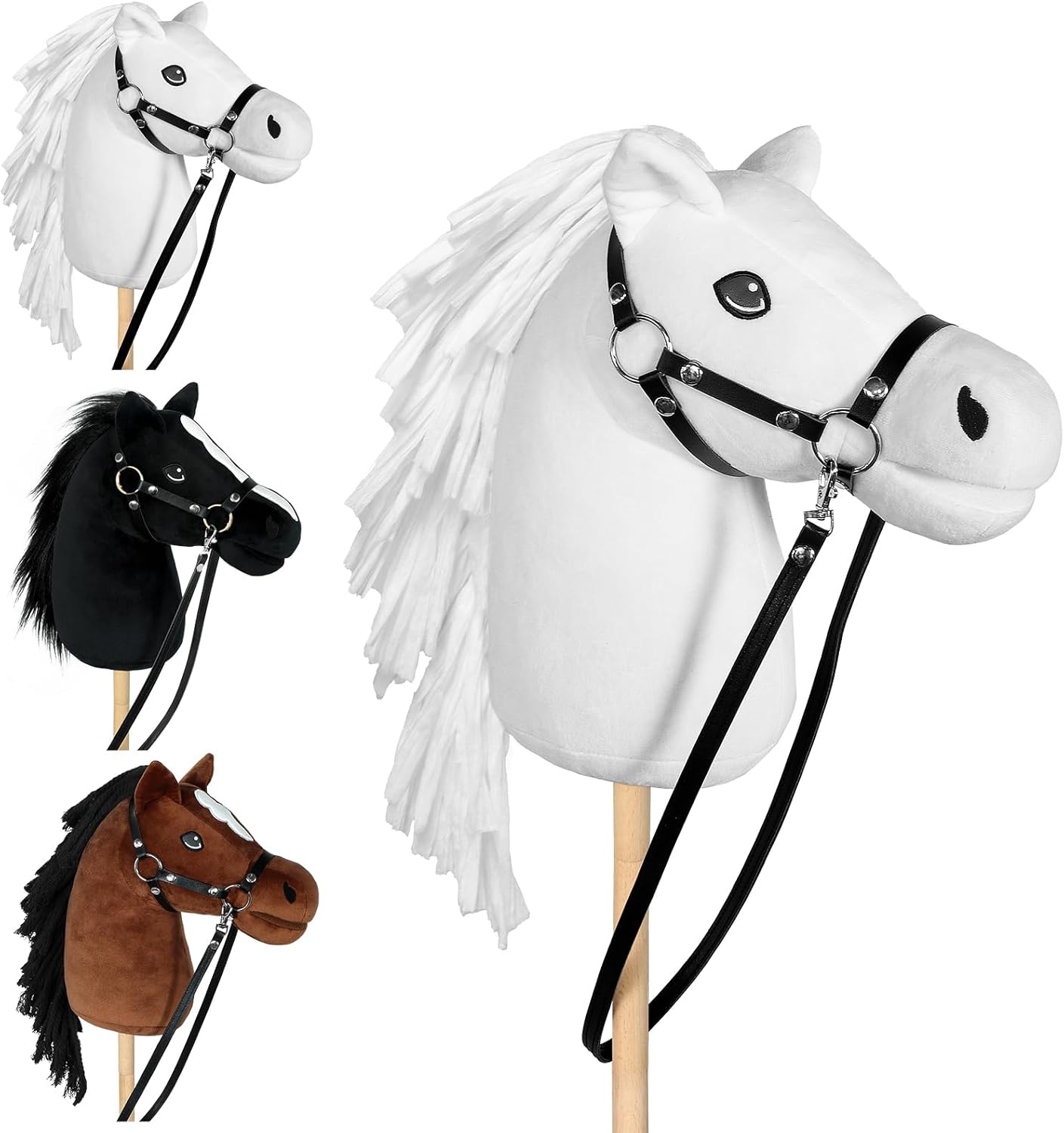 Bludrfnly Hobby Horse – Steckenpferd für Kinder mit Zaumzeug, Weiß