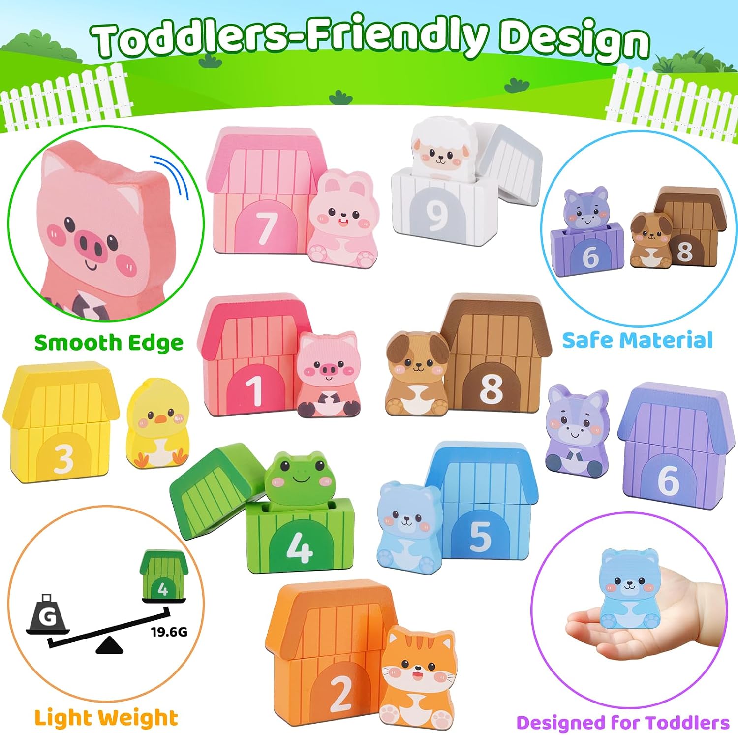 Detalle 1 de Wooden animal matching toy