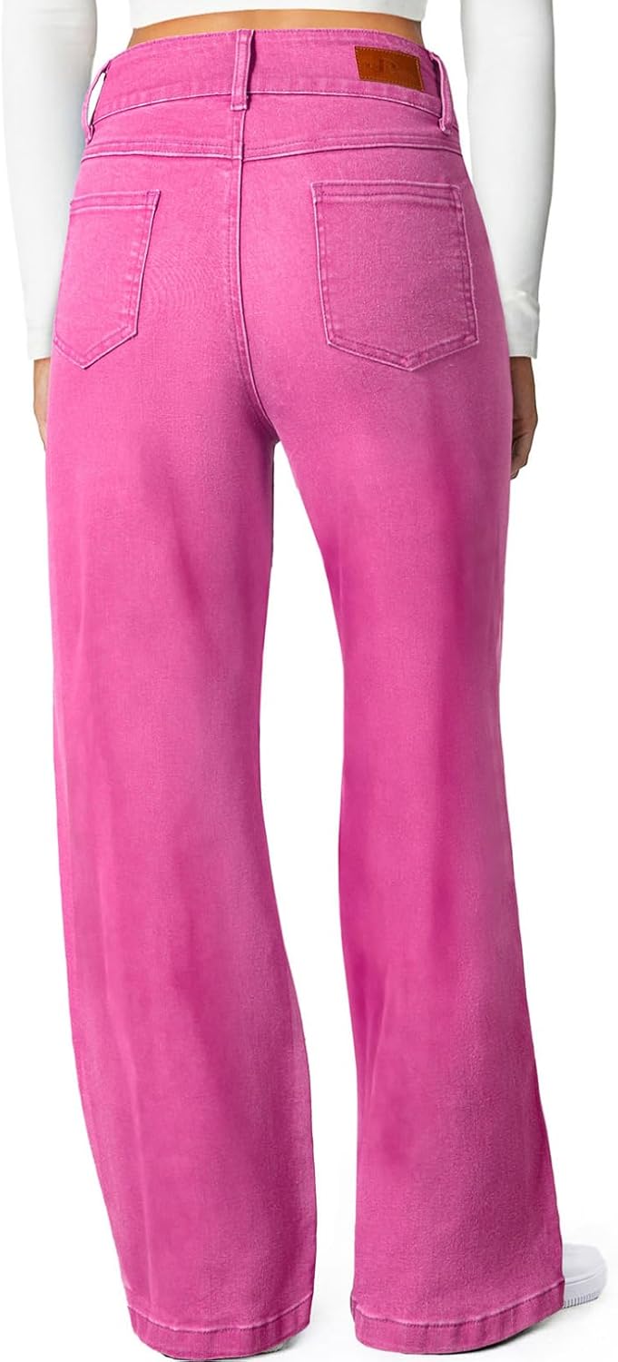 Detalle de Sidefeel Women's Wide-Leg Jeans, 65% Cotton