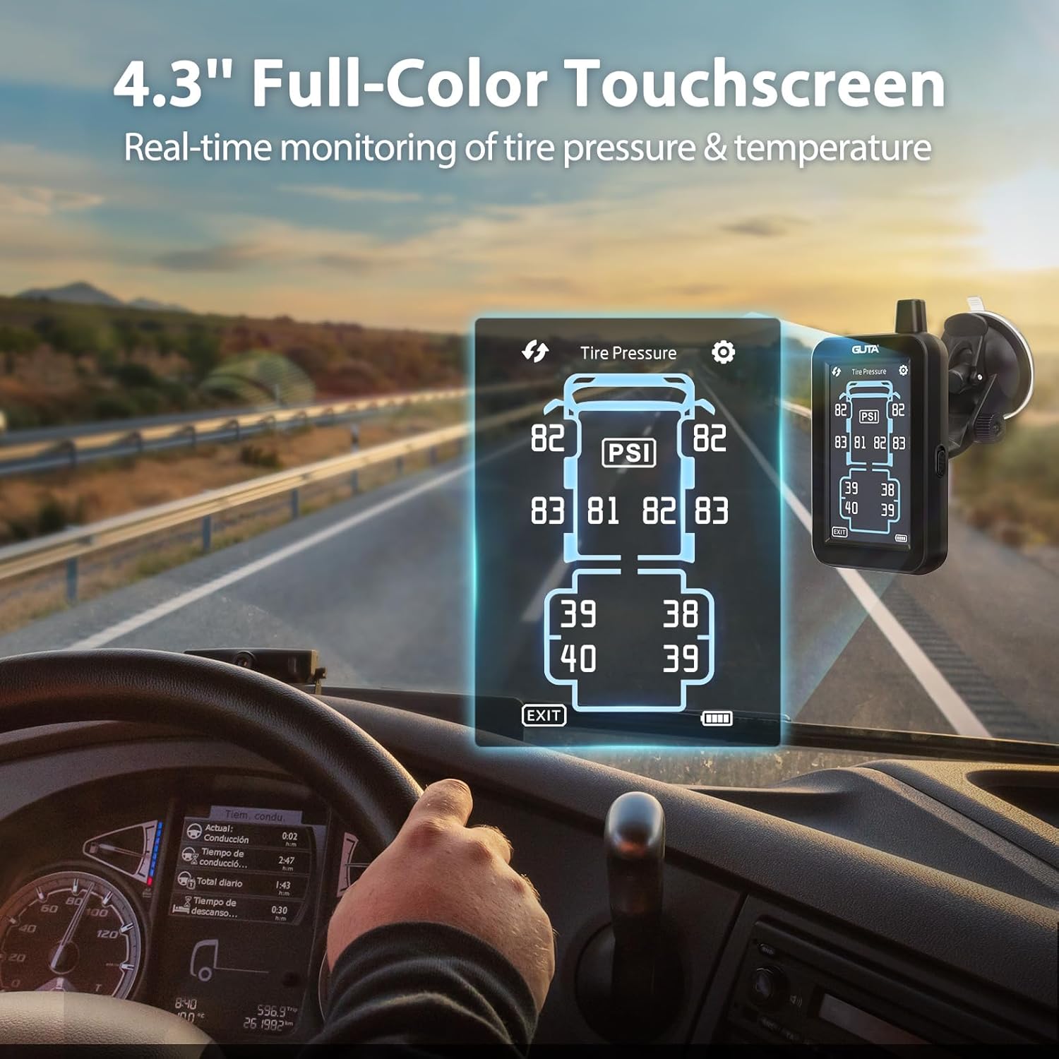 Thumbnail 1 de GUTA GT80 Trailer TPMS with Color Touchscreen Display: Real-Time Tire Monitoring for RVs, Trailers, and More