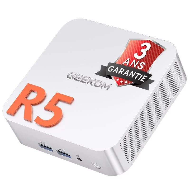 Detalle de Mini PC GEEKOM A7 con AMD Ryzen 5 7535HS, 16GB RAM, 1TB SSD y Windows 11 Pro