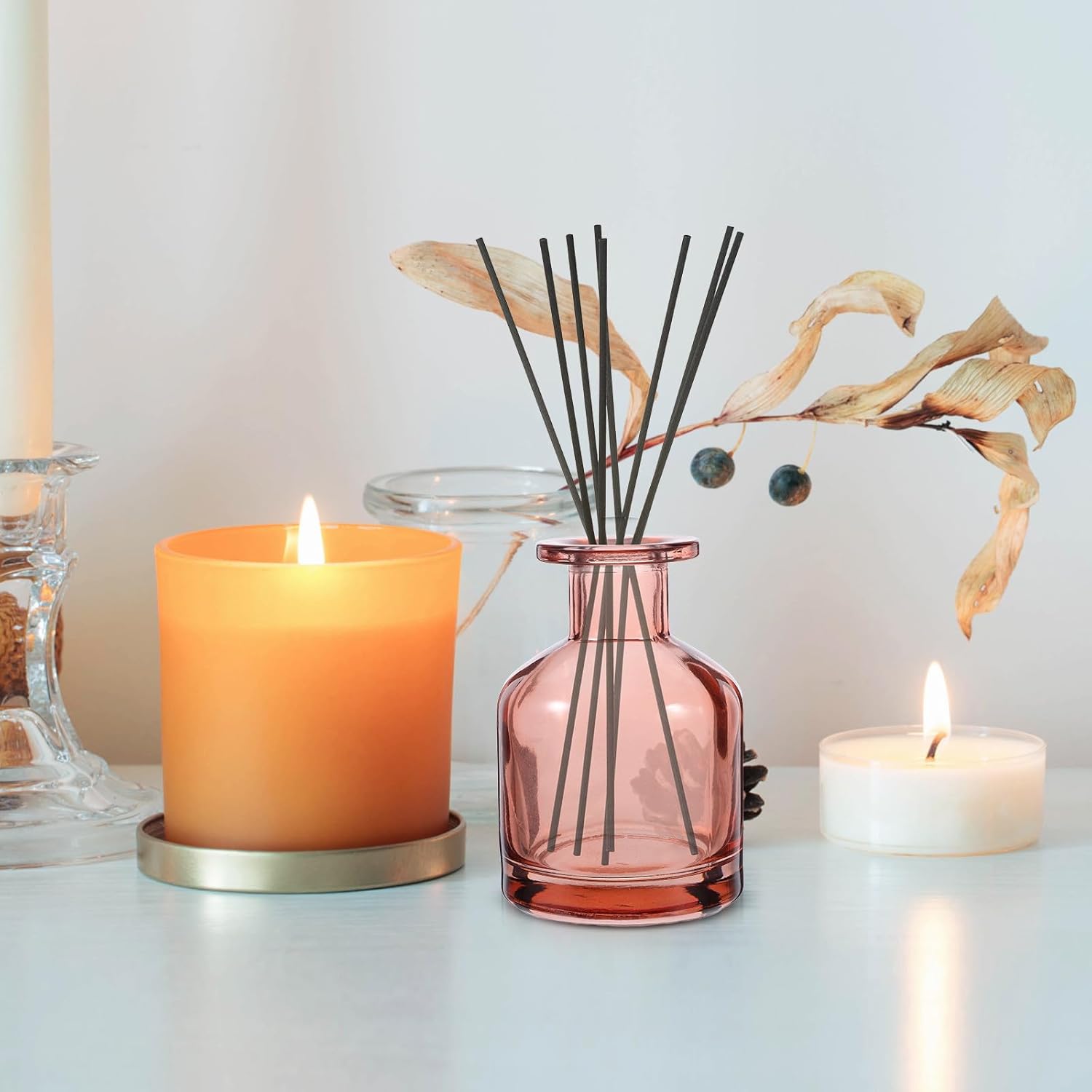 Thumbnail 3 de Artibetter 2er-Set leere Glasdiffusorflaschen (150 ml) zum Nachfüllen – DIY Duftgläser für Raumduft & Dekoration (Rosa)