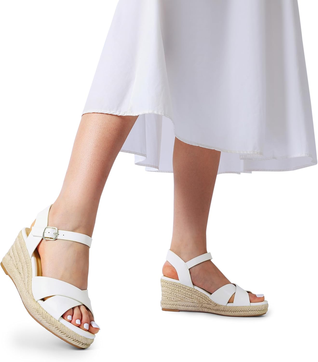 Thumbnail 3 de DREAM PAIRS Espadrille Dressy Wedge Sandals for Women — Raffia-Style Platform Wedges with Adjustable Buckle